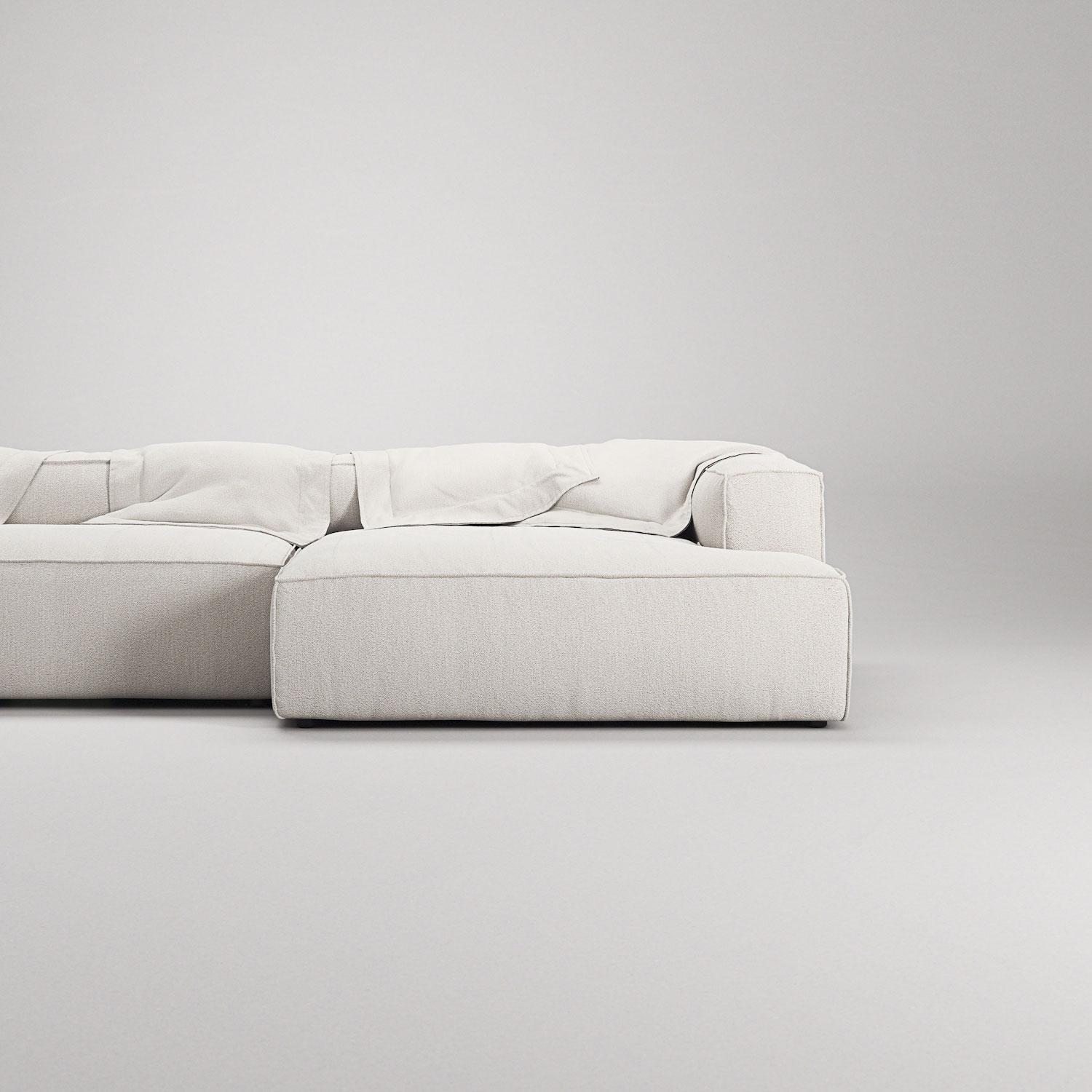 Decotique Grand 3-Personers Sofa Chaiselong Højre Steam/Hvid