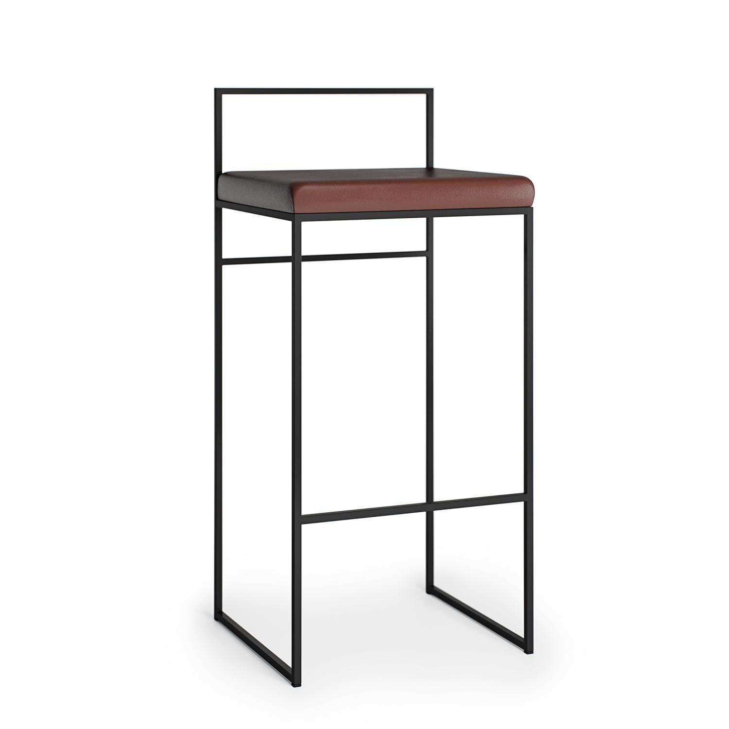 Taburete de Bar con Respaldo de 90 Cm, Negro/óxido, Bouclé