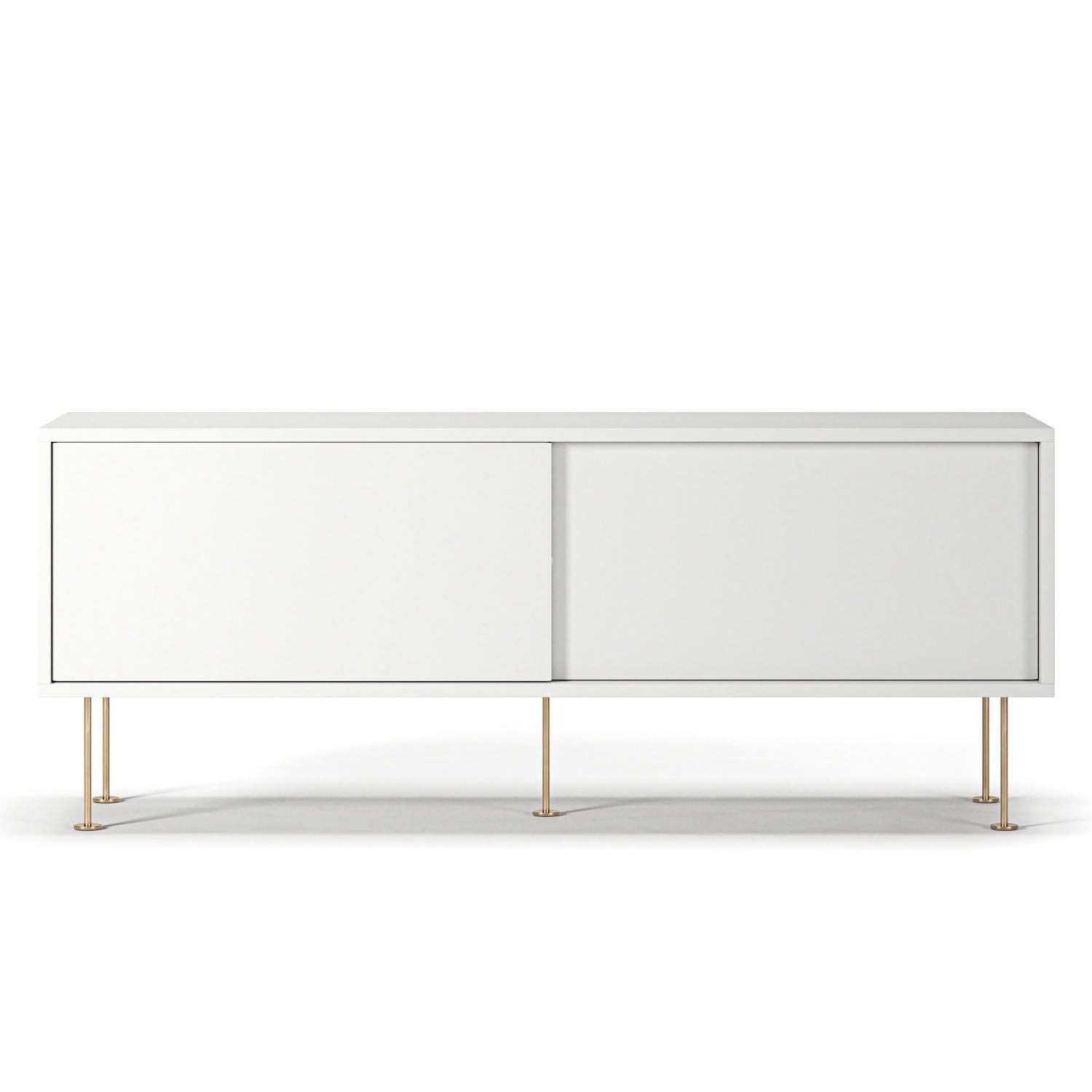 Meuble TV Decotique Vogue avec pieds 136 Blanc/ Laiton