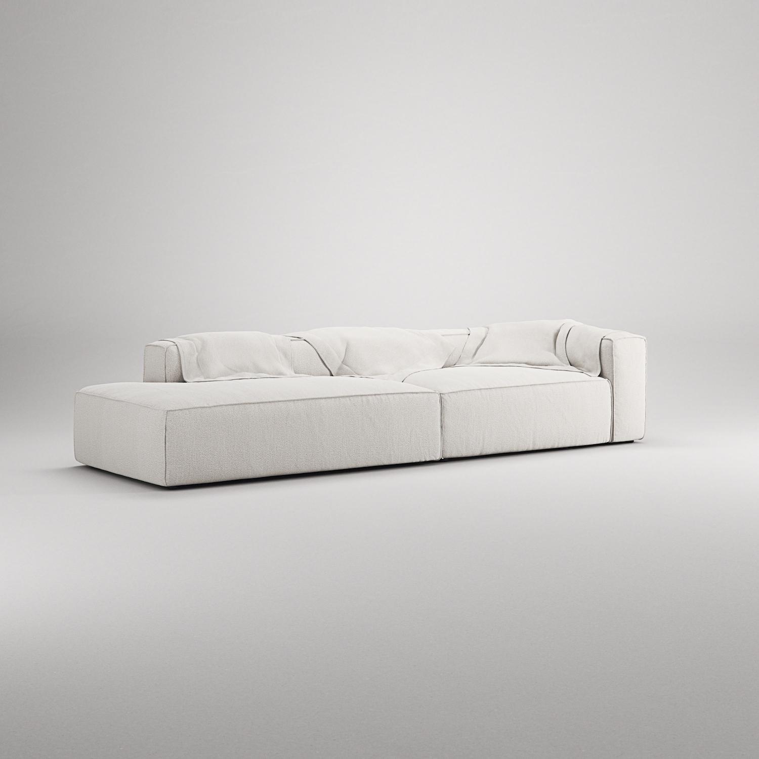 Decotique Grand 3-Personers Sofa Åben Ende Venstre Steam/Hvid
