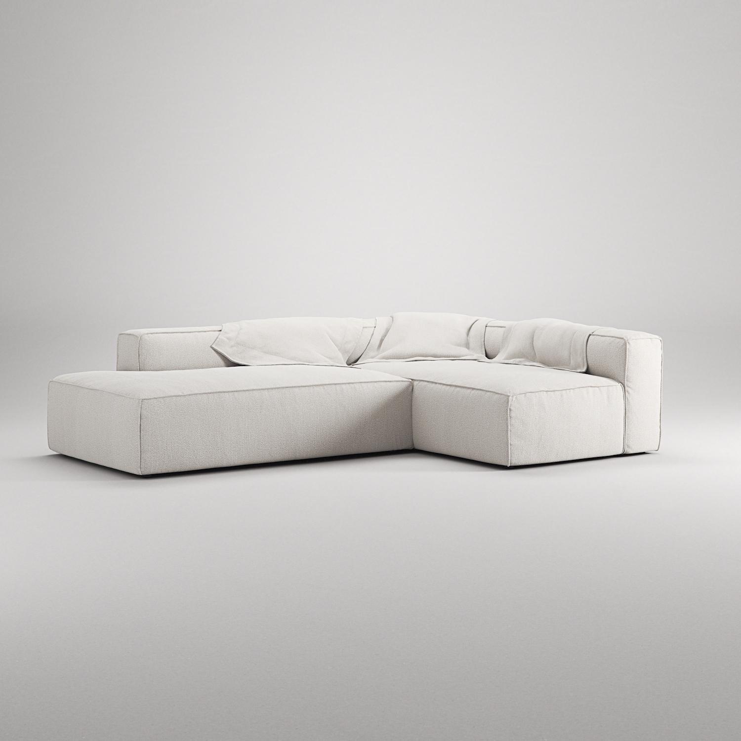 Decotique Grand 3-Personers Loungesofa Åben Ende Venstre Steam/Hvid