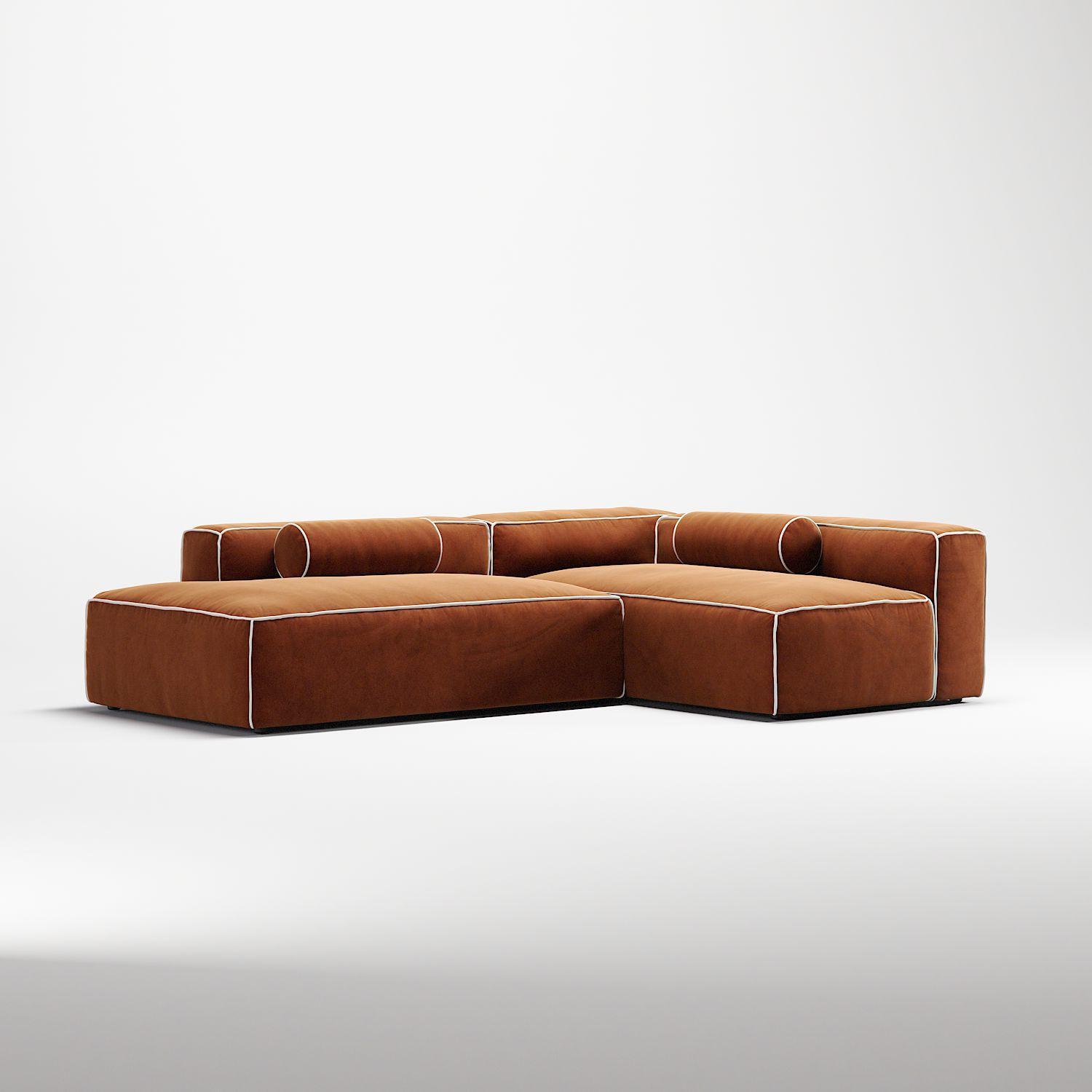 Decotique Grand Hue 3-Personers Loungesofa Åben Ende Venstre Moonwhite/Kobber