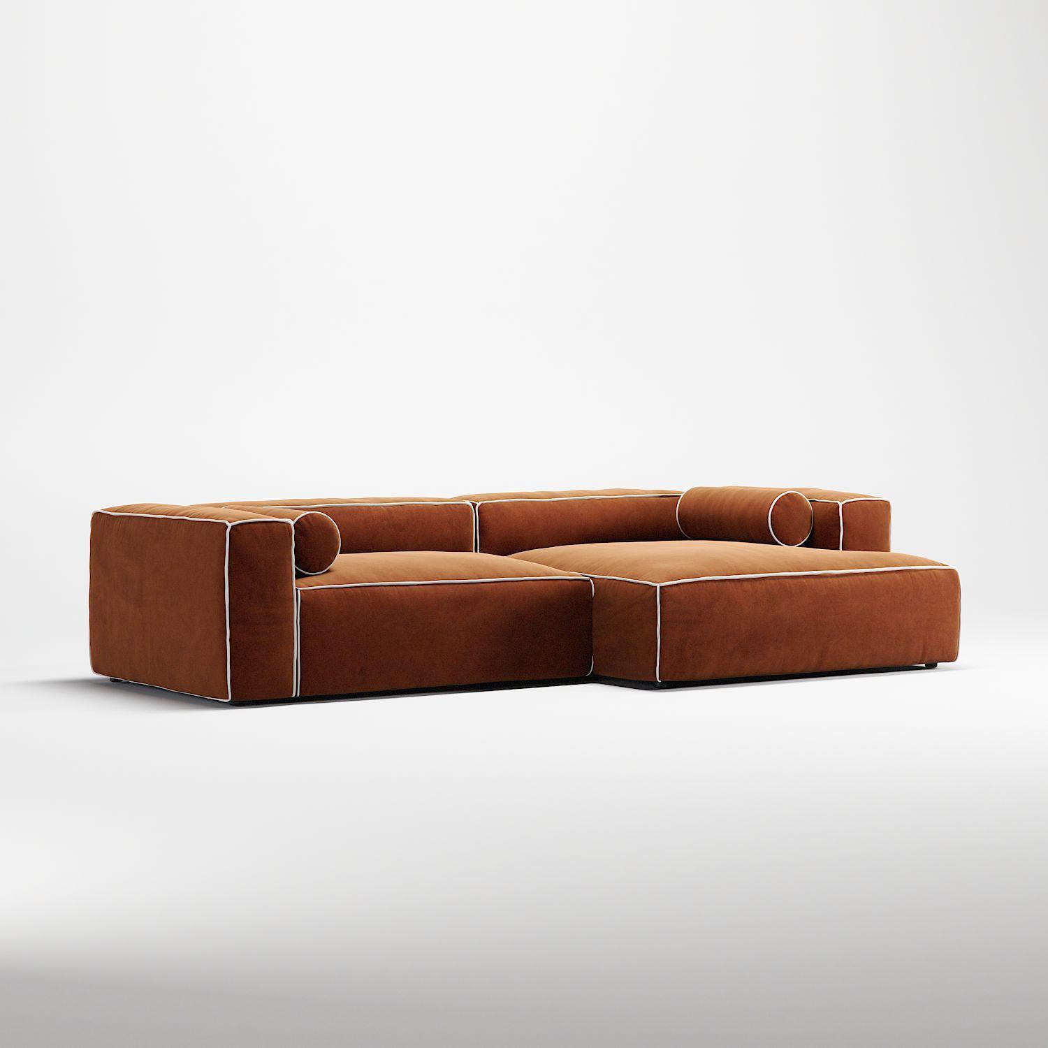 Decotique Grand Hue 3-Personers Sofa Chaiselong Højre Moonwhite/Kobber