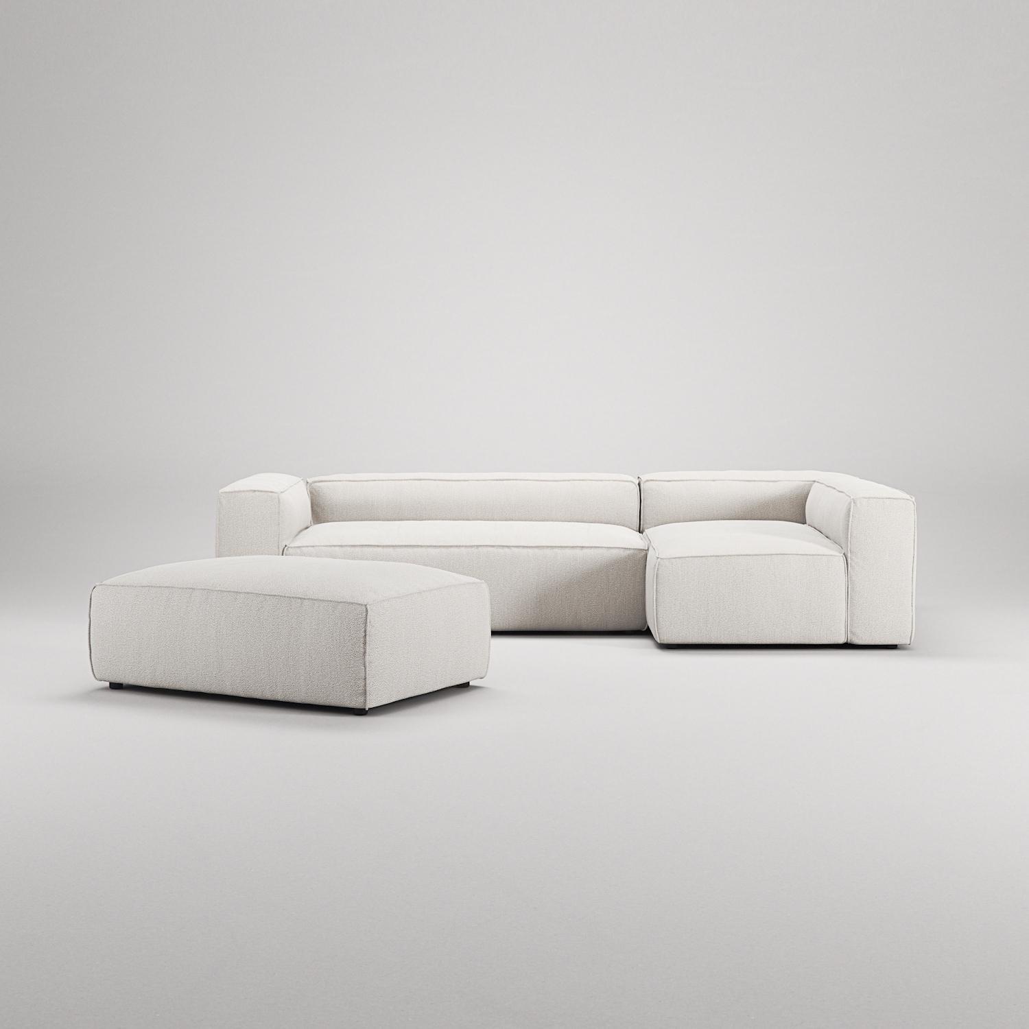 Decotique Grand 4-Personers Sofa Divan Åben Ende Med Fodskammel Højre Steam/Hvid
