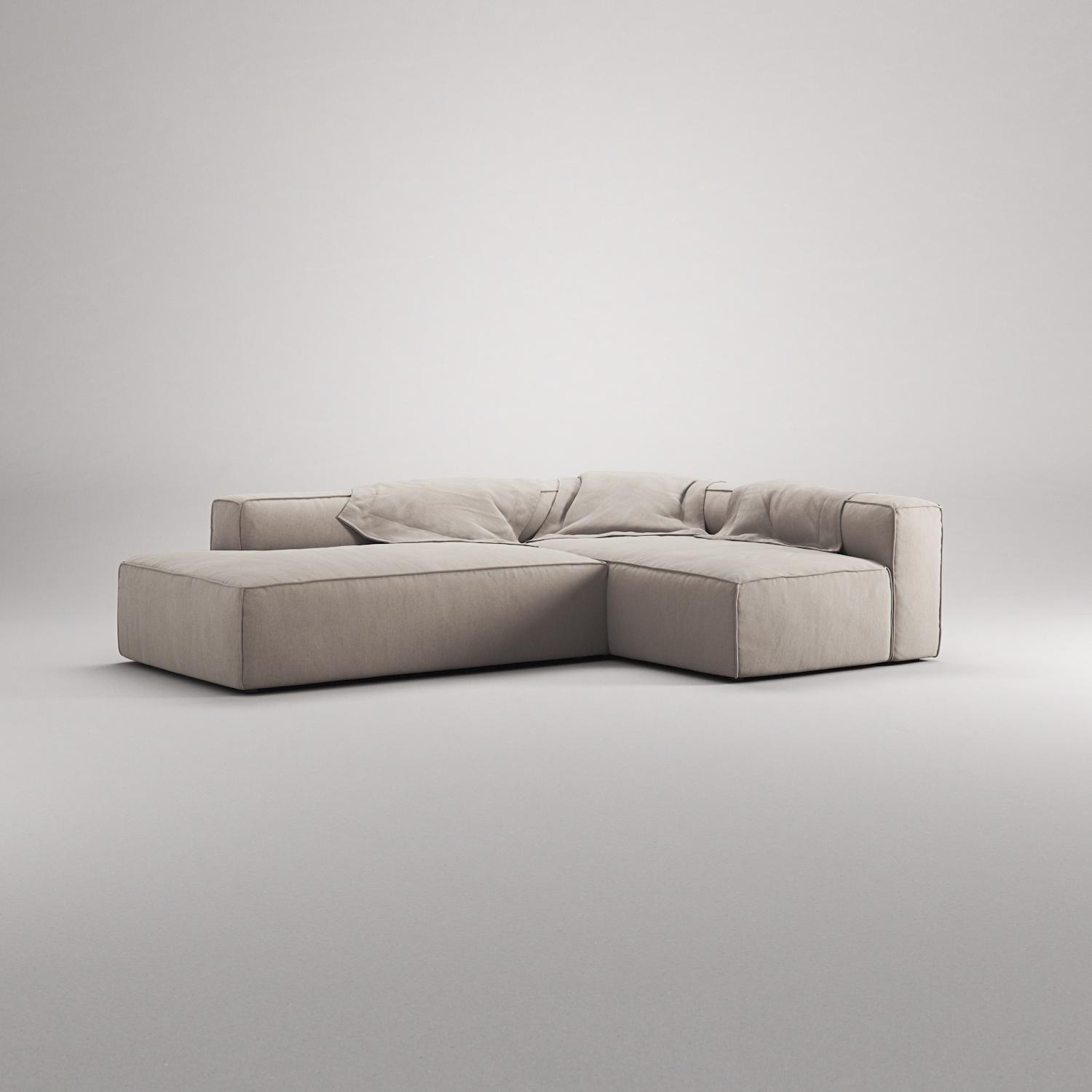 Decotique Grand 3-Personers Loungesofa Åben Ende Venstre Sandshell/Beige