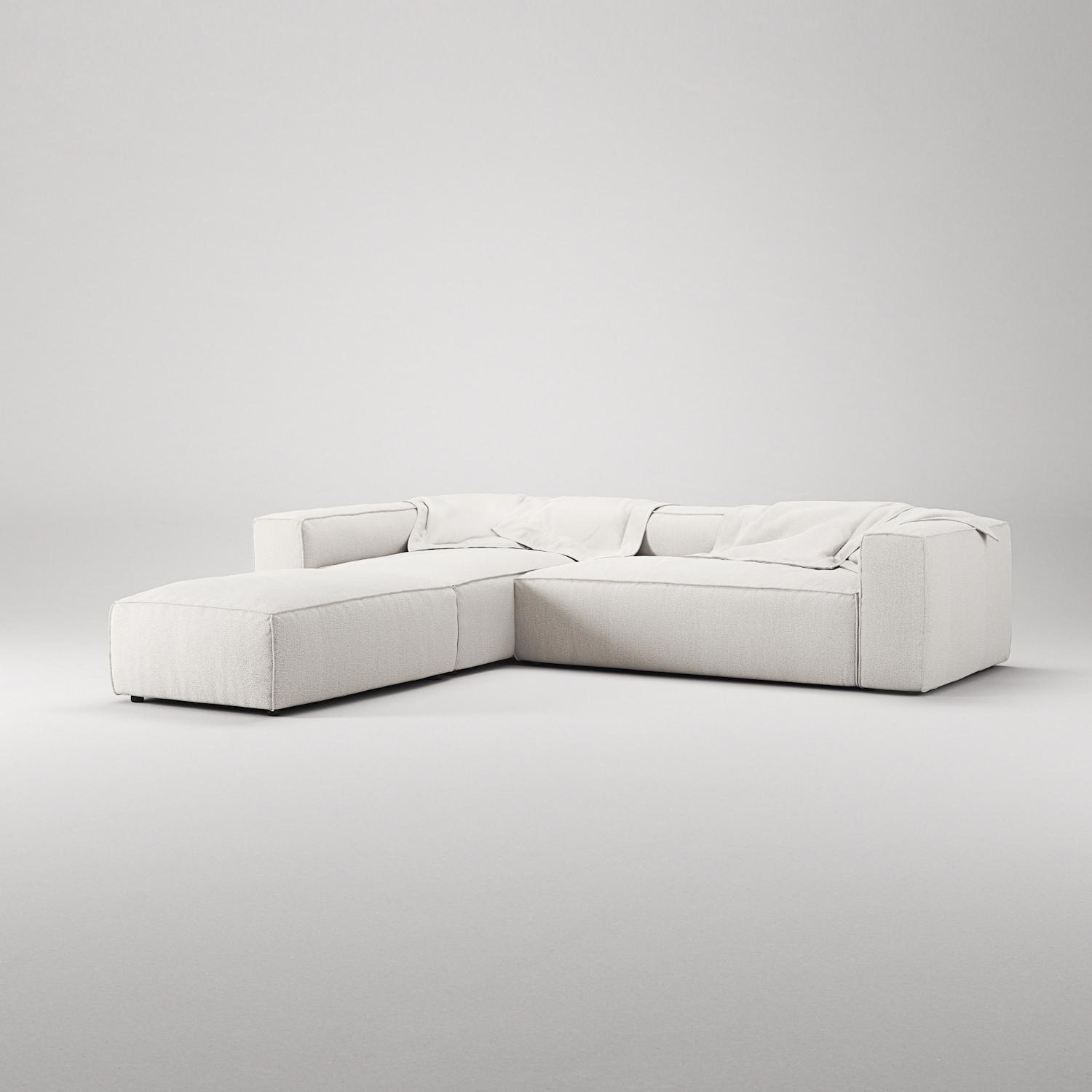 Decotique Grand 4-Personers Sofa Divan Åben Ende Med Fodskammel Venstre Steam/Hvid
