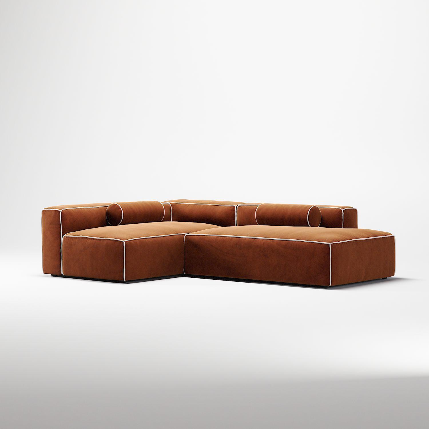 Decotique Grand Hue 3-Personers Loungesofa Åben Ende Højre Moonwhite/Kobber