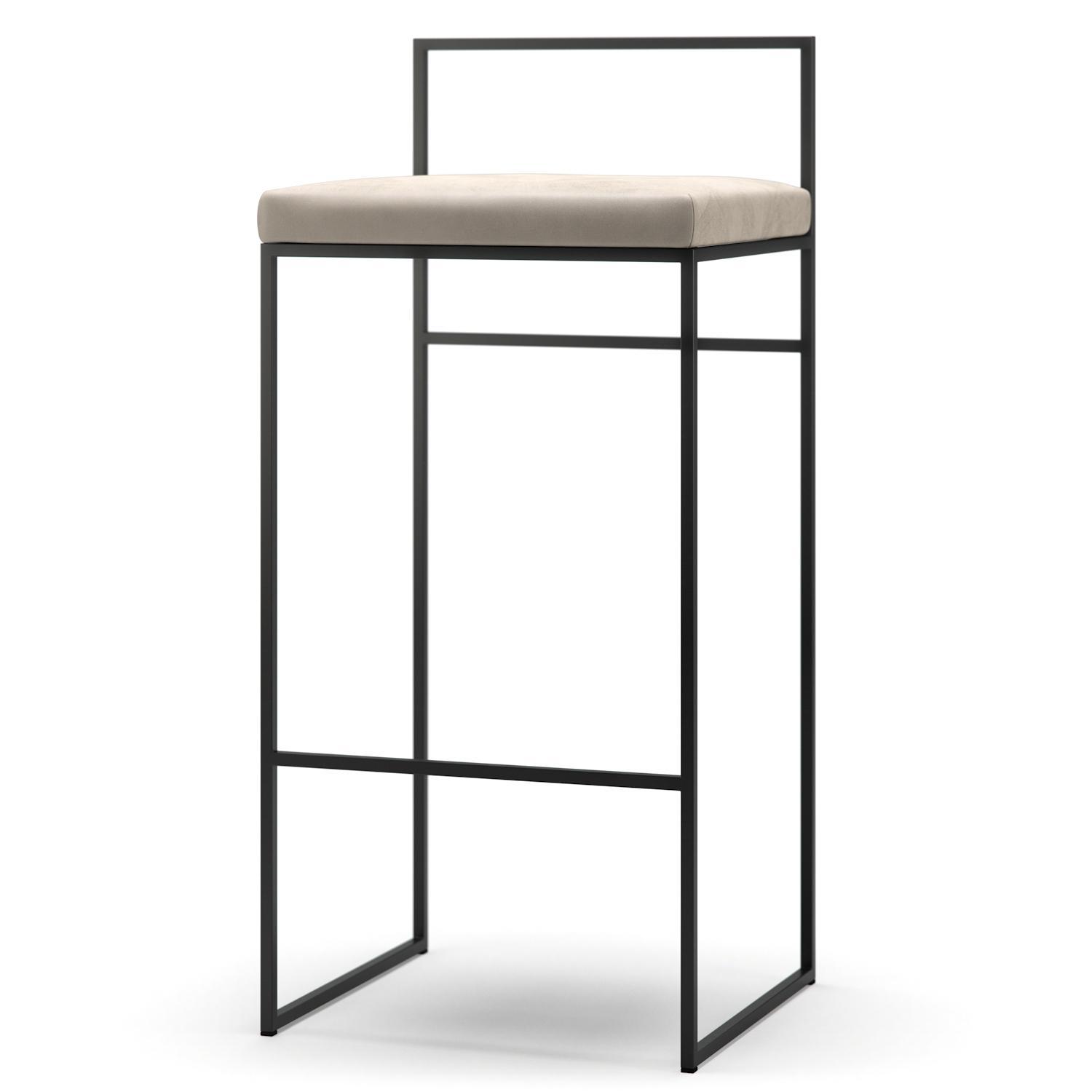 Department Barstol Med Rygstøtte 90 cm Sort/Beige Fløjl