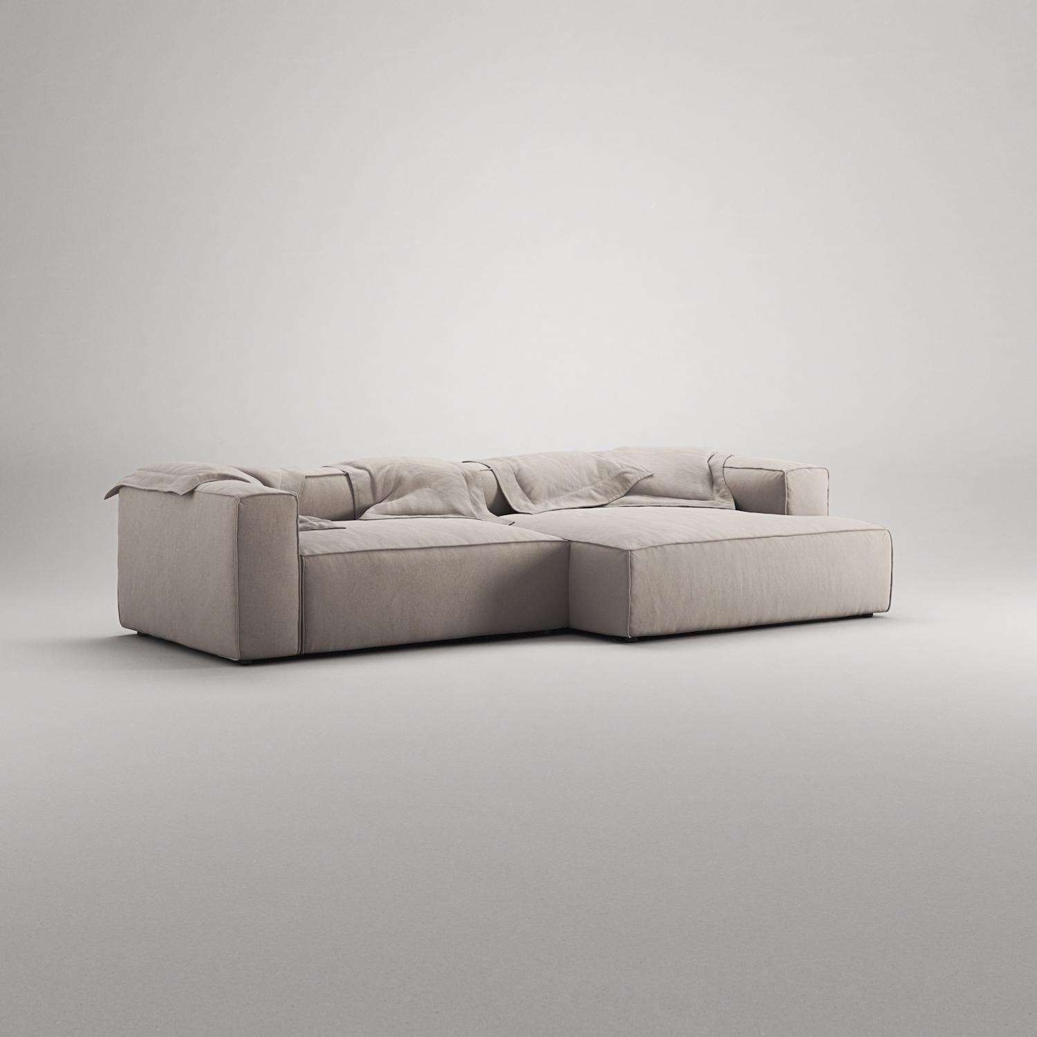 Decotique Grand 3-Personers Sofa Chaiselong Højre Sandshell/Beige