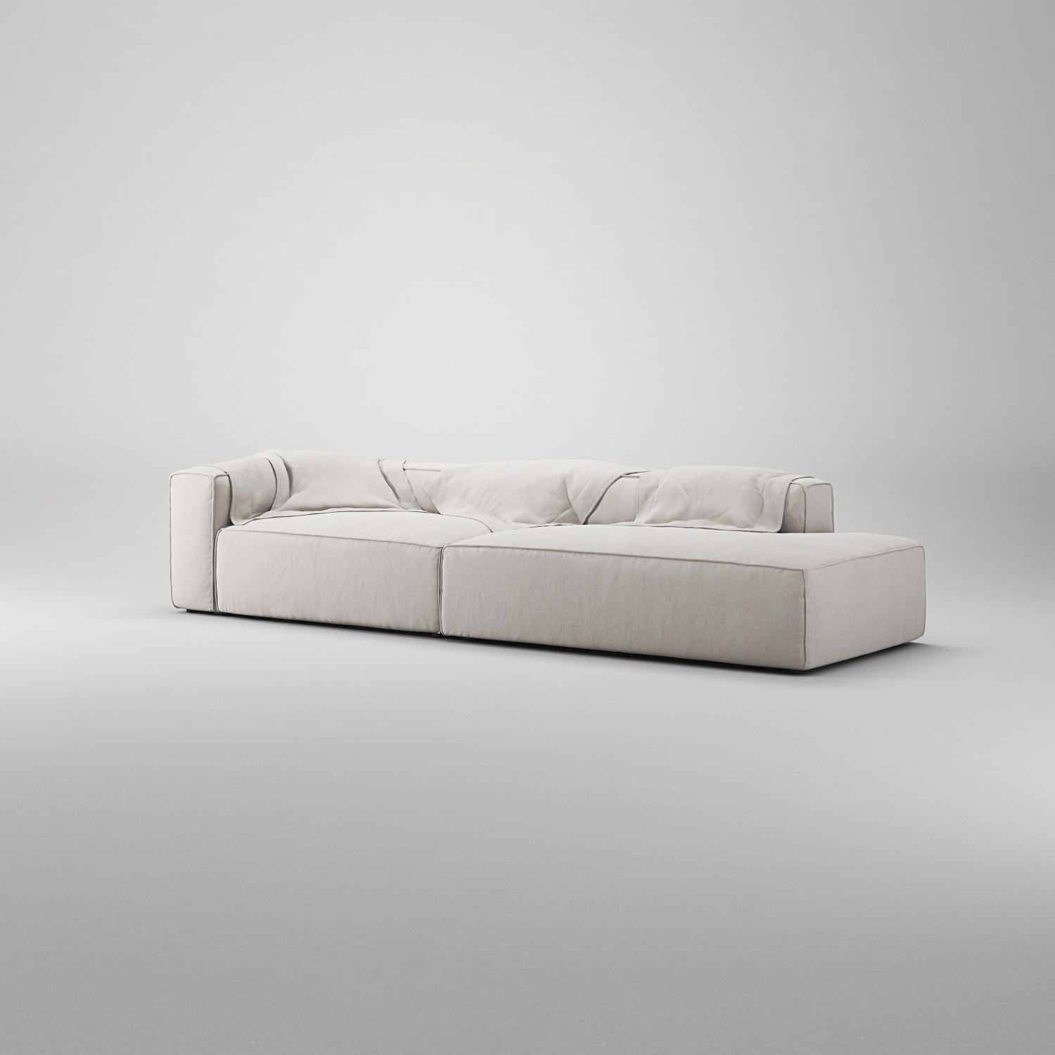 Decotique Grand 3-Personers Sofa Åben Ende Højre Moonwhite