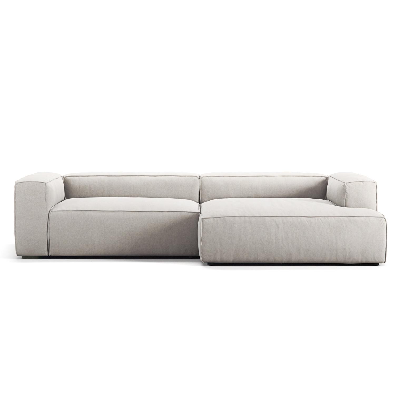 Decotique Grand 3-Personers Sofa Chaiselong Højre Moonwhite