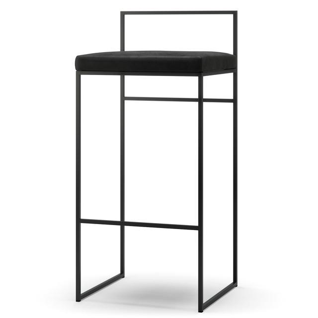 Department Barkruk met Rugleuning 90 cm Zwart/ Zwart Fluweel