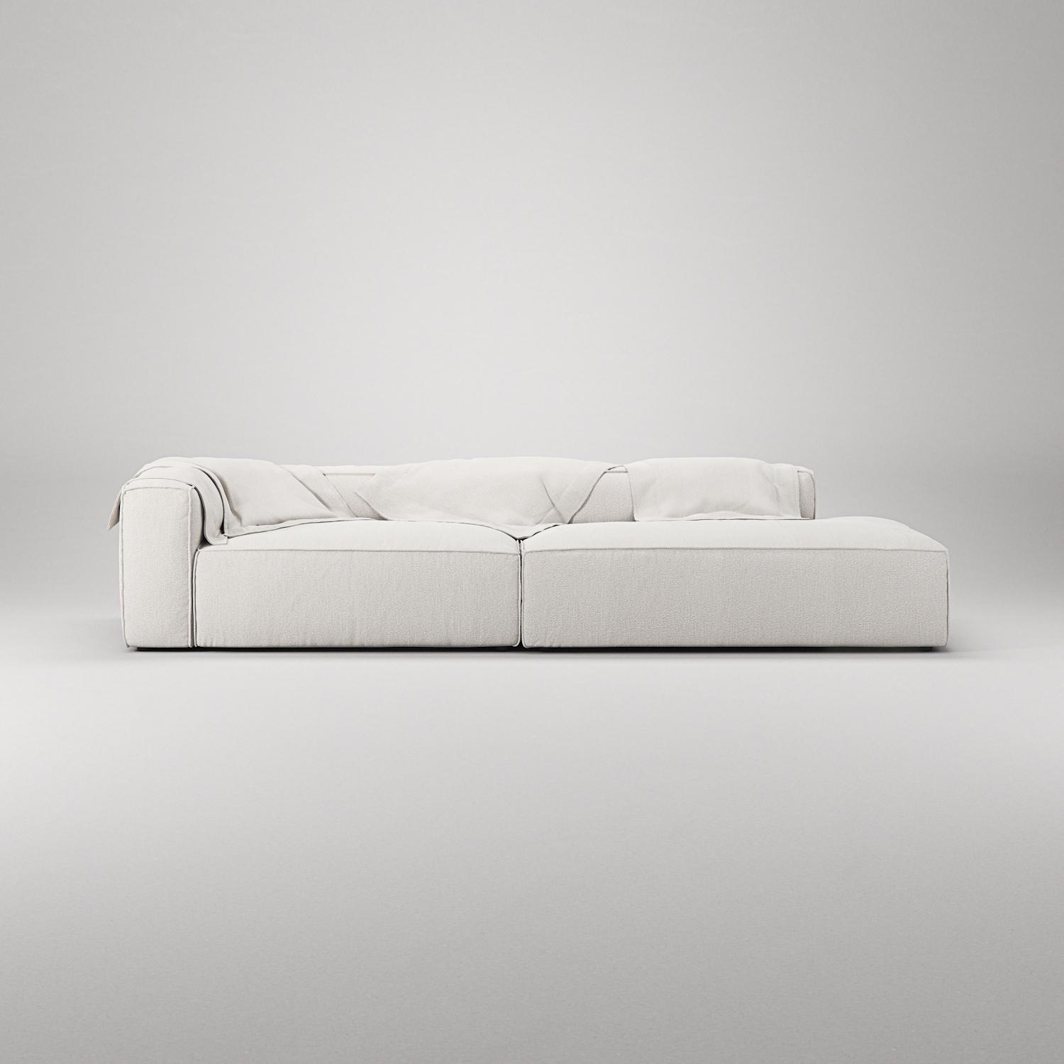 Decotique Grand 3-Personers Sofa Åben Ende Højre Steam/Hvid