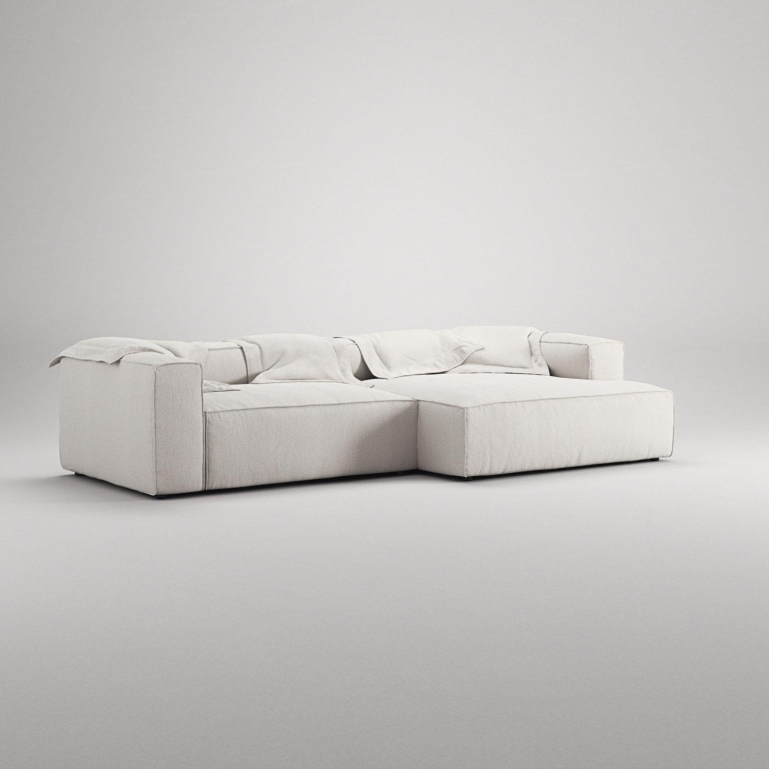 Decotique Grand 3-Personers Sofa Chaiselong Højre Steam/Hvid