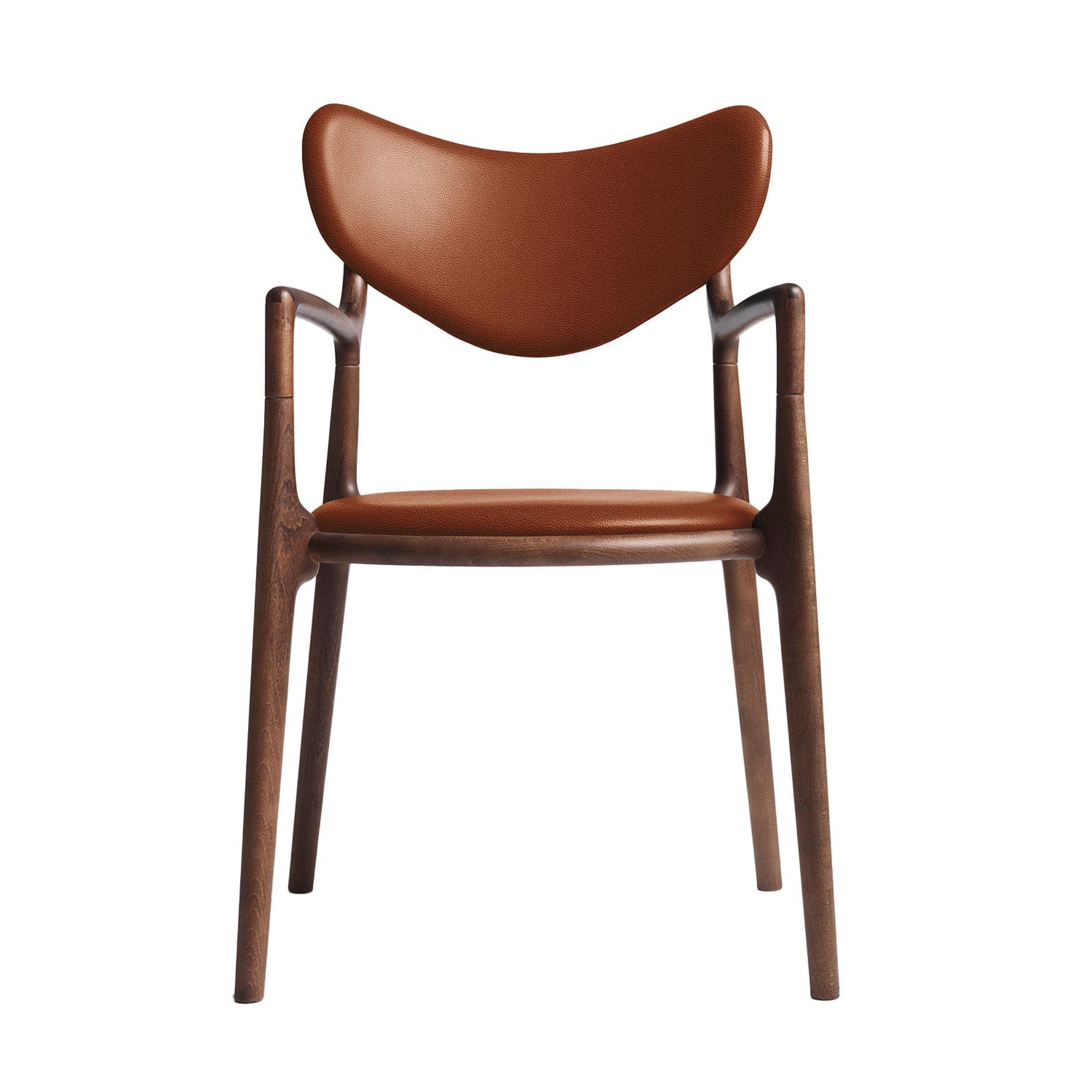 Ro Collection Salon Dining Chair Upholstered Beech/ Walnut/Calvados Leather