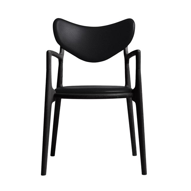 Ro Collection Salon Spisebordsstol Polstret Sortlakeret Eg/sort Læder