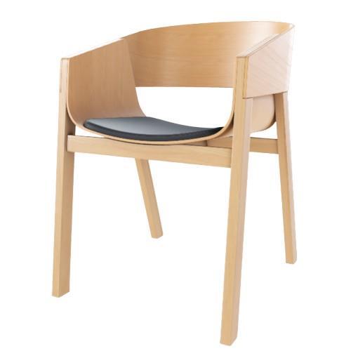 Sillón TON Merano con Asiento de Piel Prescott Negro/Natural