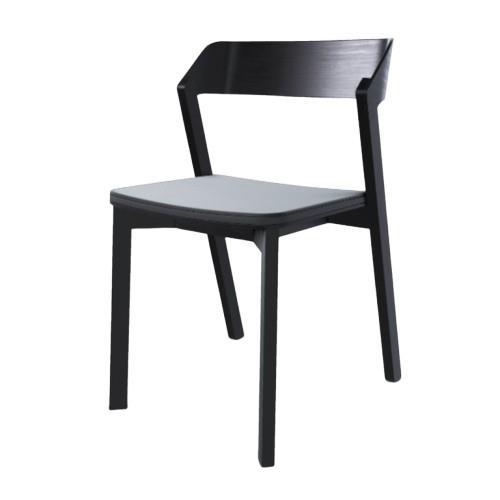 Silla de Comedor TON Merano con Asiento de Cuero Prescott Negro