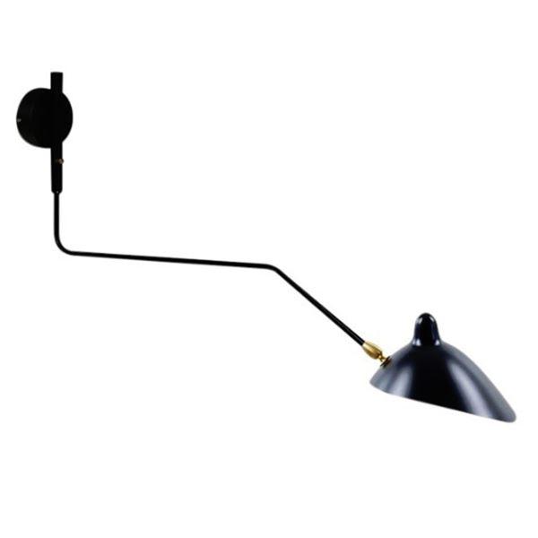 Serge Mouille Applique 1 Væglampe Sort & Messing m. Knæk thumbnail
