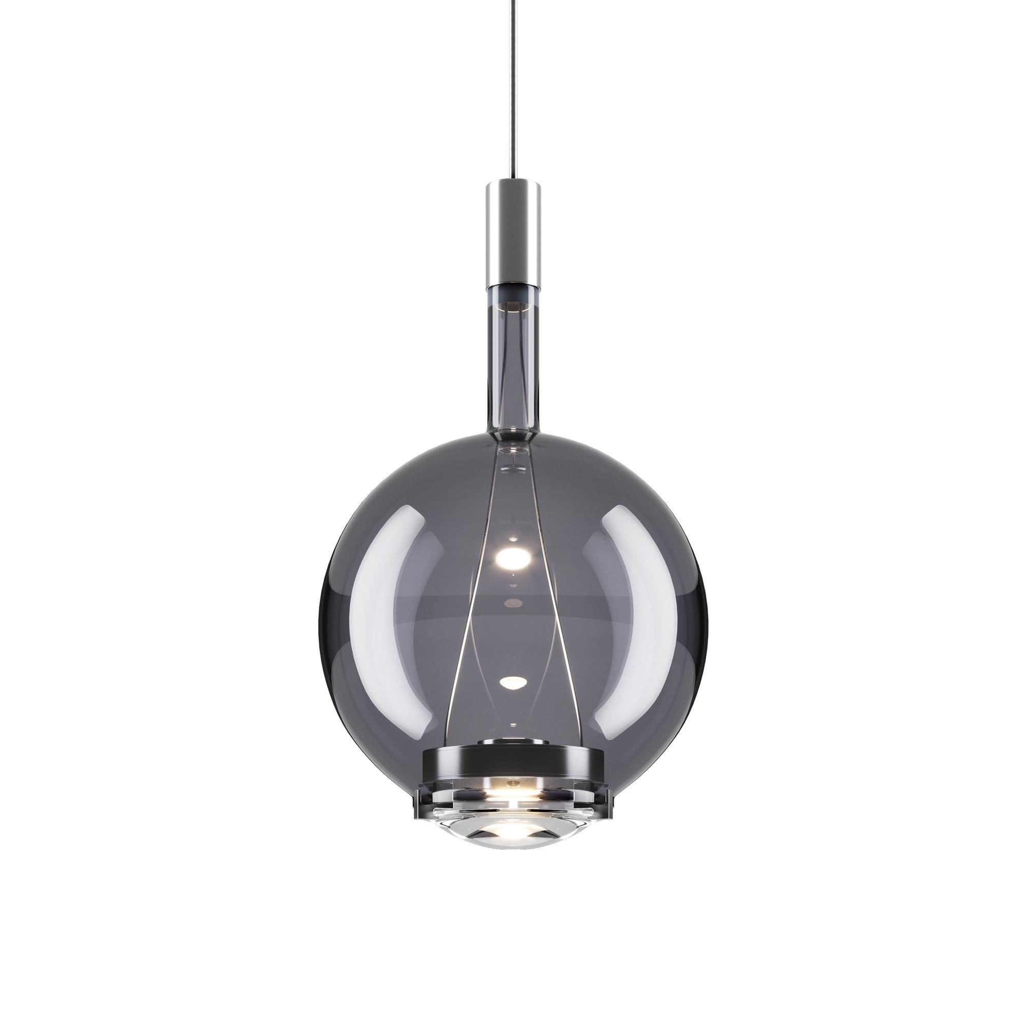 Lodes Sky-Fall Round Pendant Medium 2700K Glossy Smoke/Glass