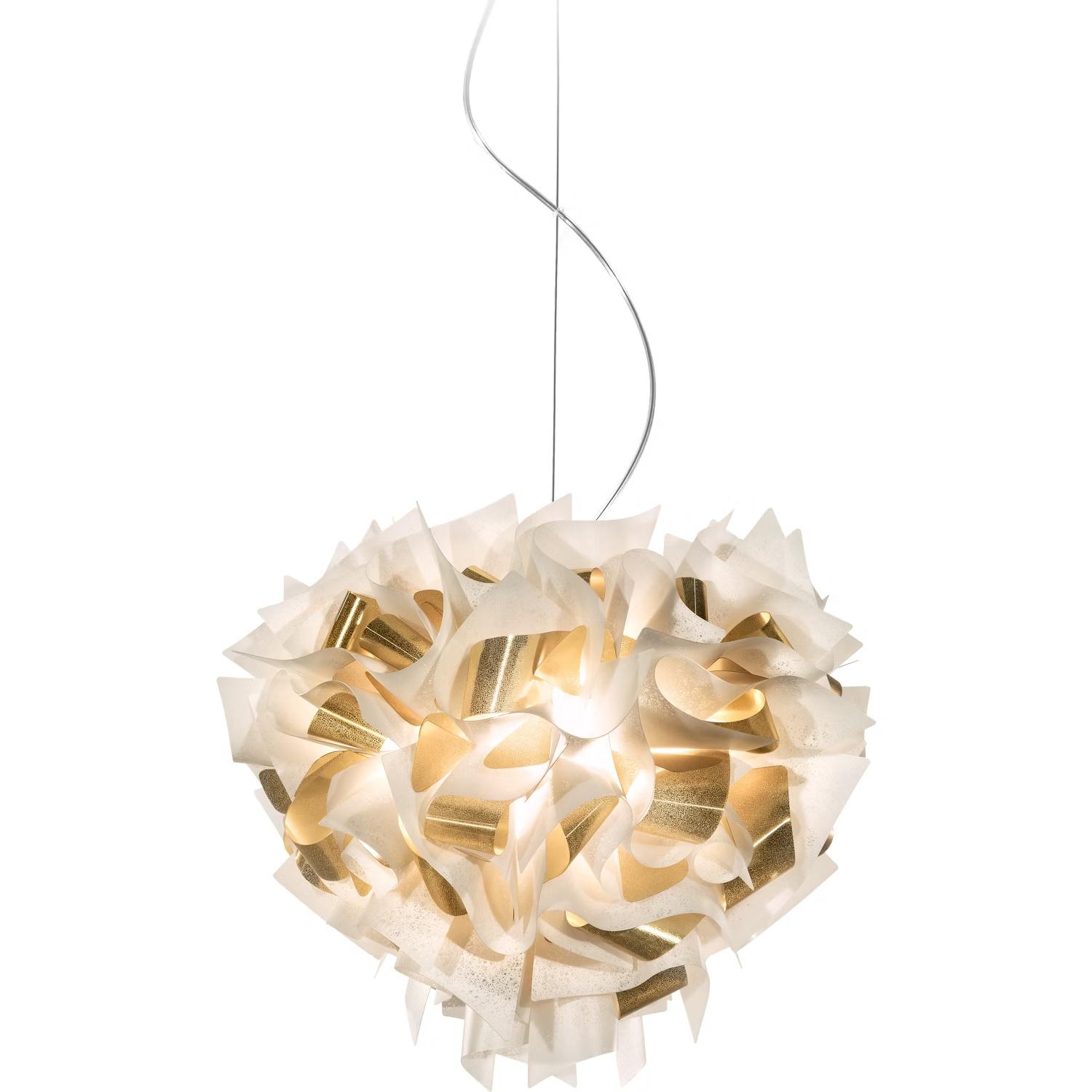 SLAMP Veli Aurea Lampadario Grande Bianco/Oro Con Cavo Trasparente