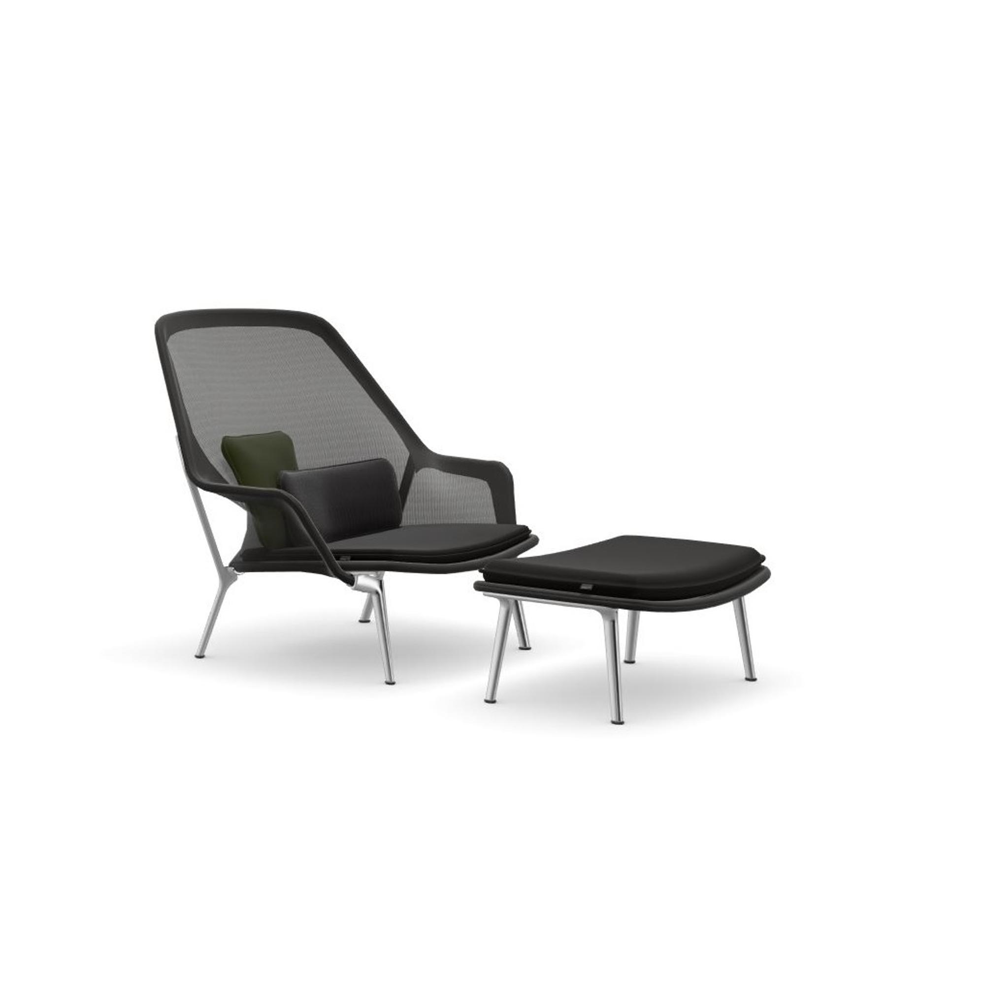 Vitra Slow Chair & Ottoman Tricot/Sort/Poleret