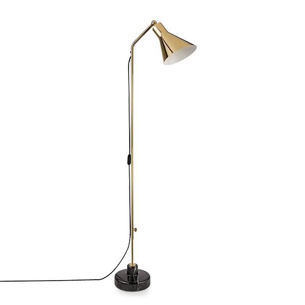 TATO Alzabile Floor Lamp Brass/Black & Black Marble