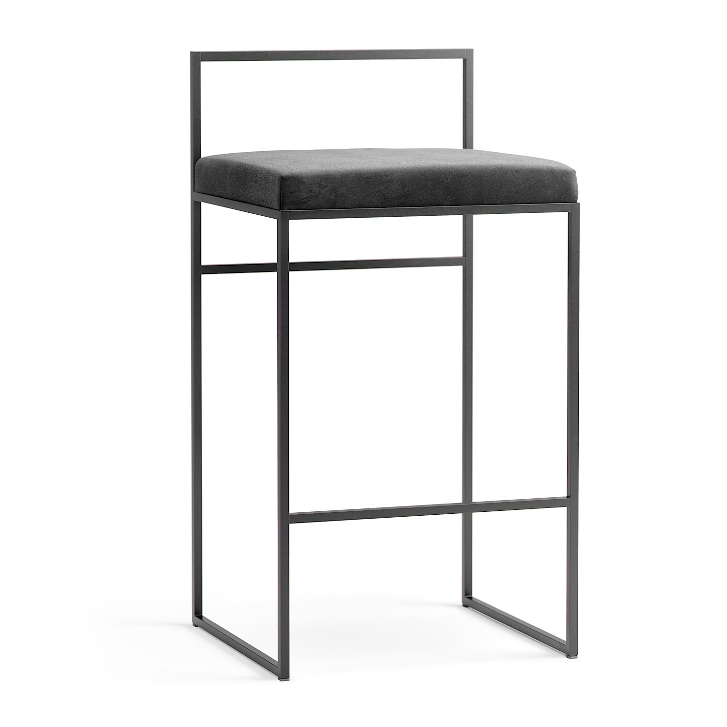 Department Barstol Med Rygstøtte 80 Cm Sort/sort Fløjl