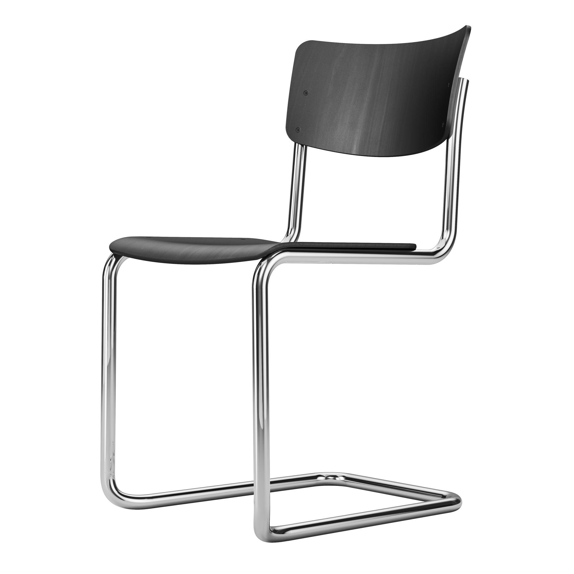 Sedia da Pranzo Thonet S 43 ST Impilabile Cromo/faggio Nero