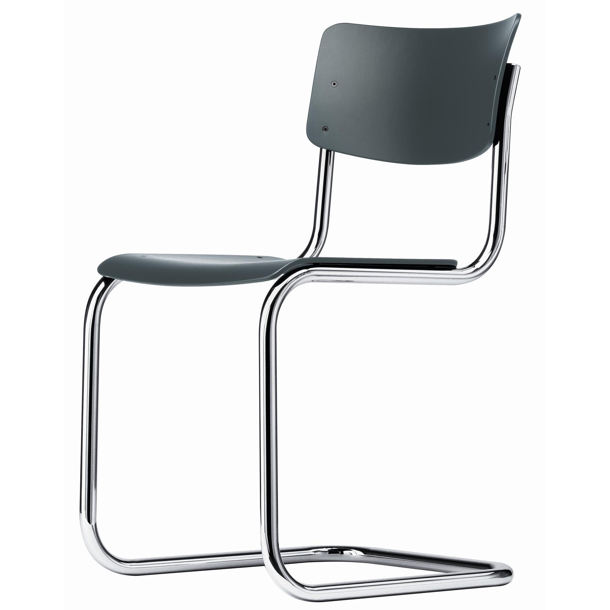 Thonet S 43 Cantilever Eettafelstoel Chroom/ Zwart Grijs Gebeitst Beuken