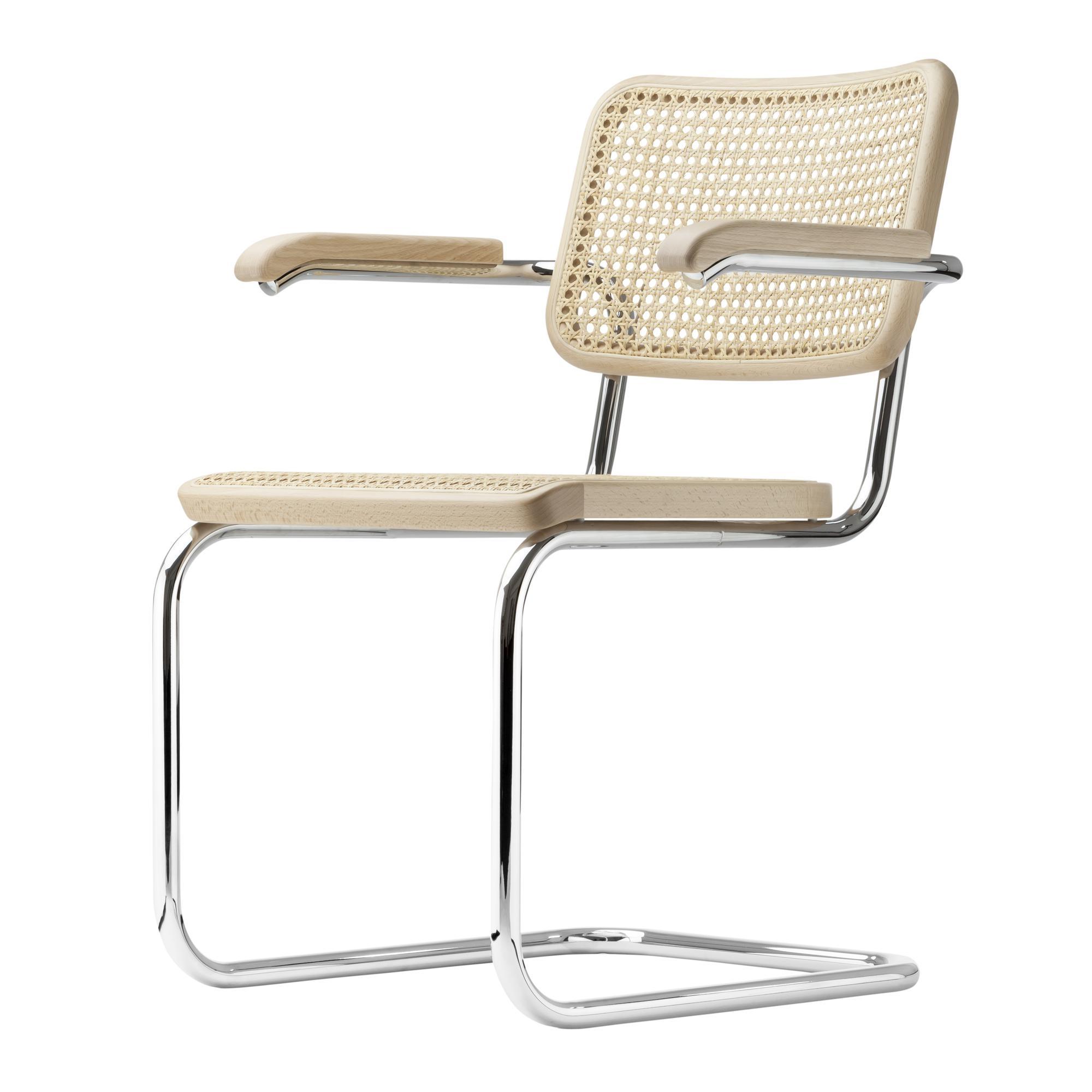 Thonet S 64 V Cantilever Matstol med Armstöd Krom/Bokträ