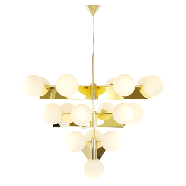 Tom Dixon Plane Chandelier Brass & Opal Glass Large