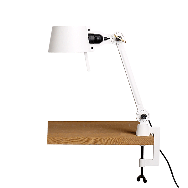 Tonone Bolt Single Arm Short Table Lamp White with clip