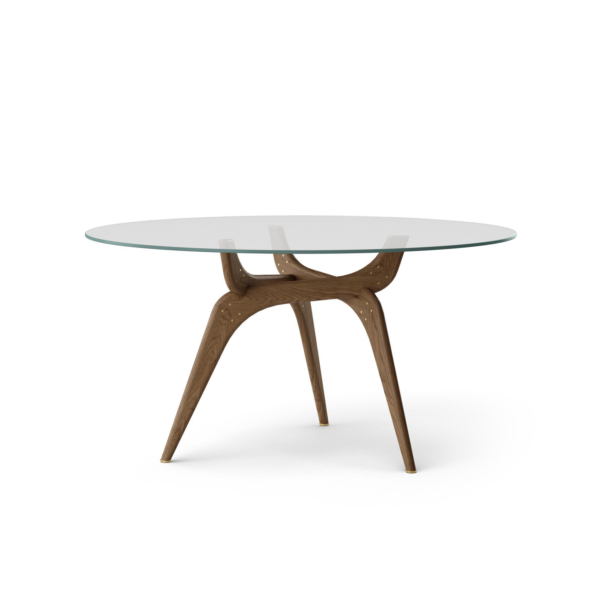 Brdr. Krüger TRIIIO Eettafel Ø135 Gerookt Eiken Geolied/ Helder Glas