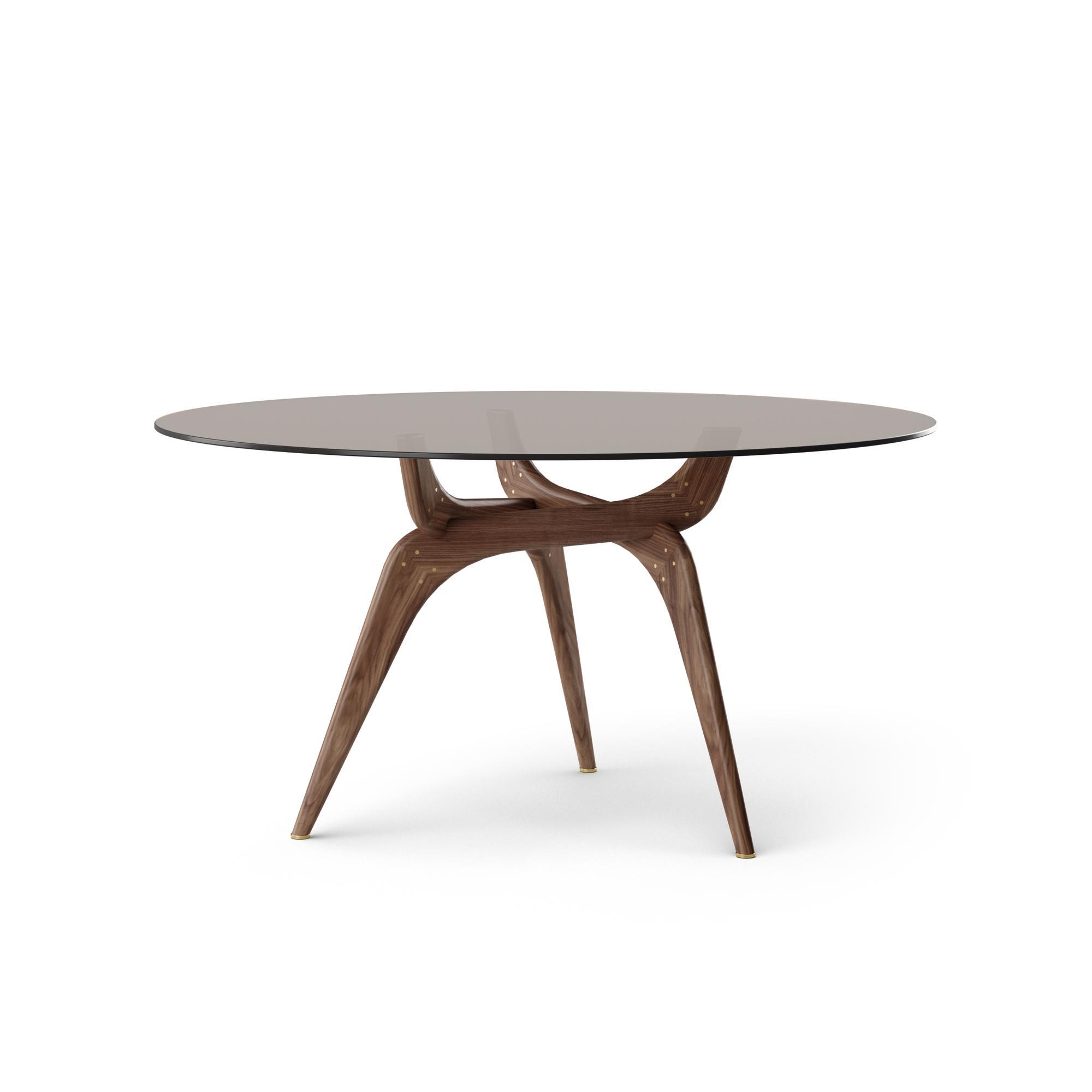 Brdr. Krüger TRIIIO Eettafel Ø135 Walnoot Geolied/ Brons Glas