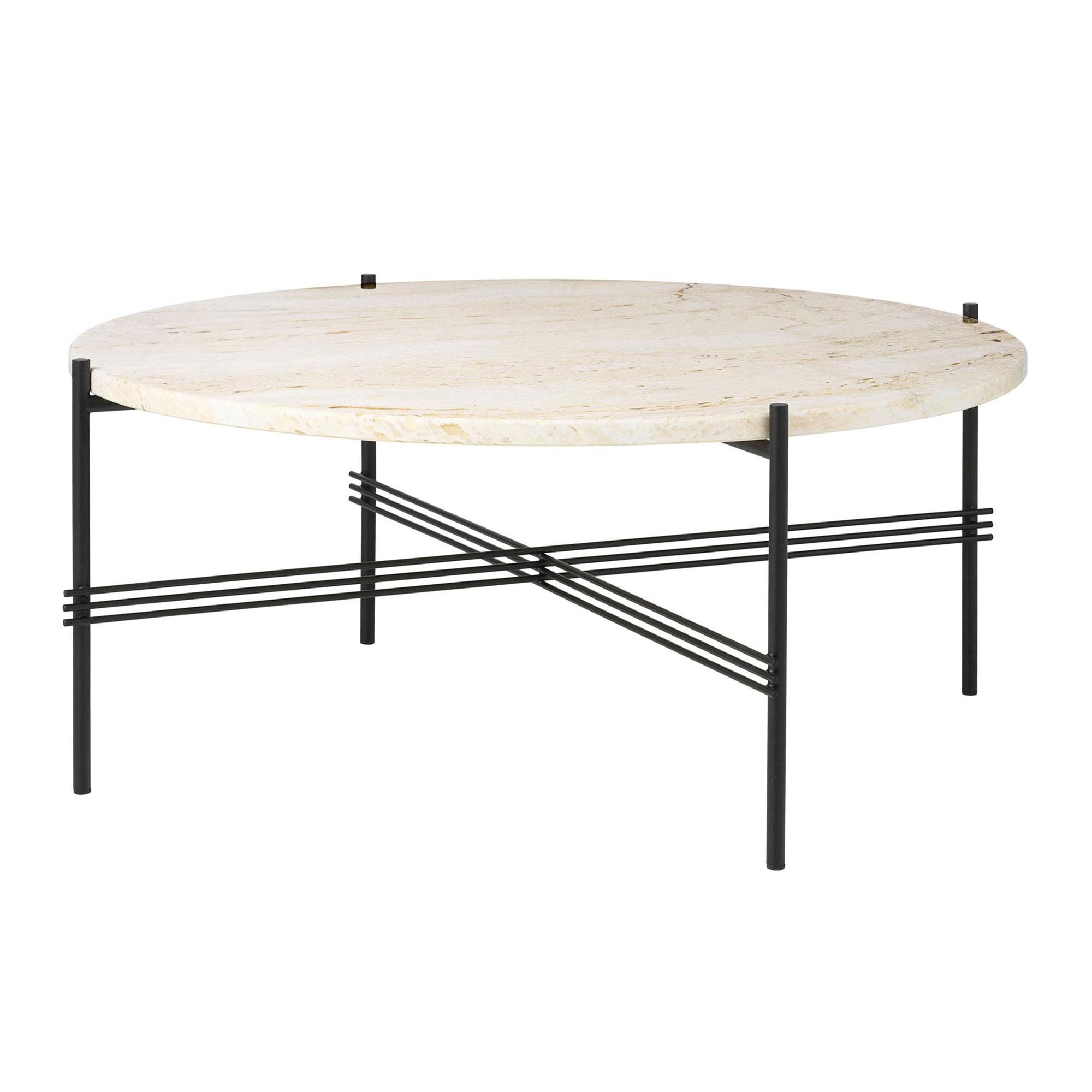 GUBI TS Coffee Table Round Ø80 Black/ White Travertine