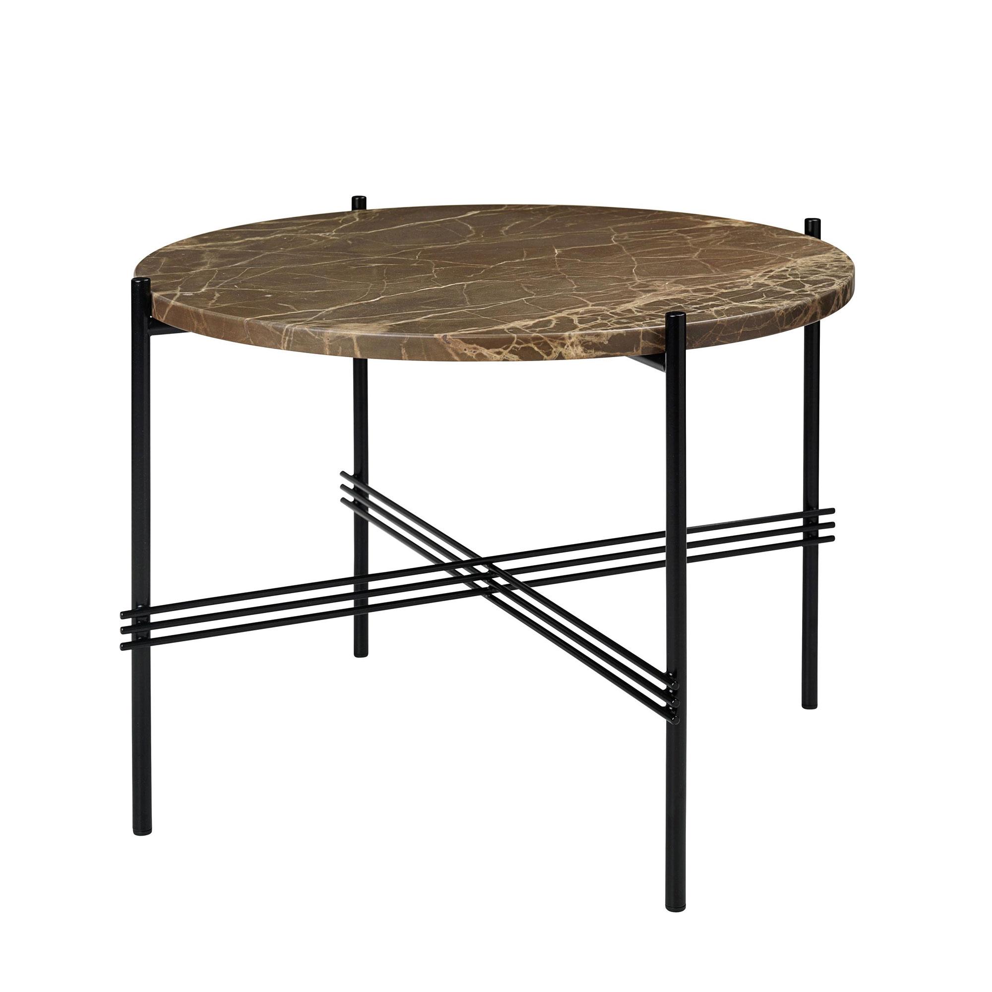 GUBI TS Table Basse Ronde Ø55 Noir/ Marbre EmperadDoré Marron