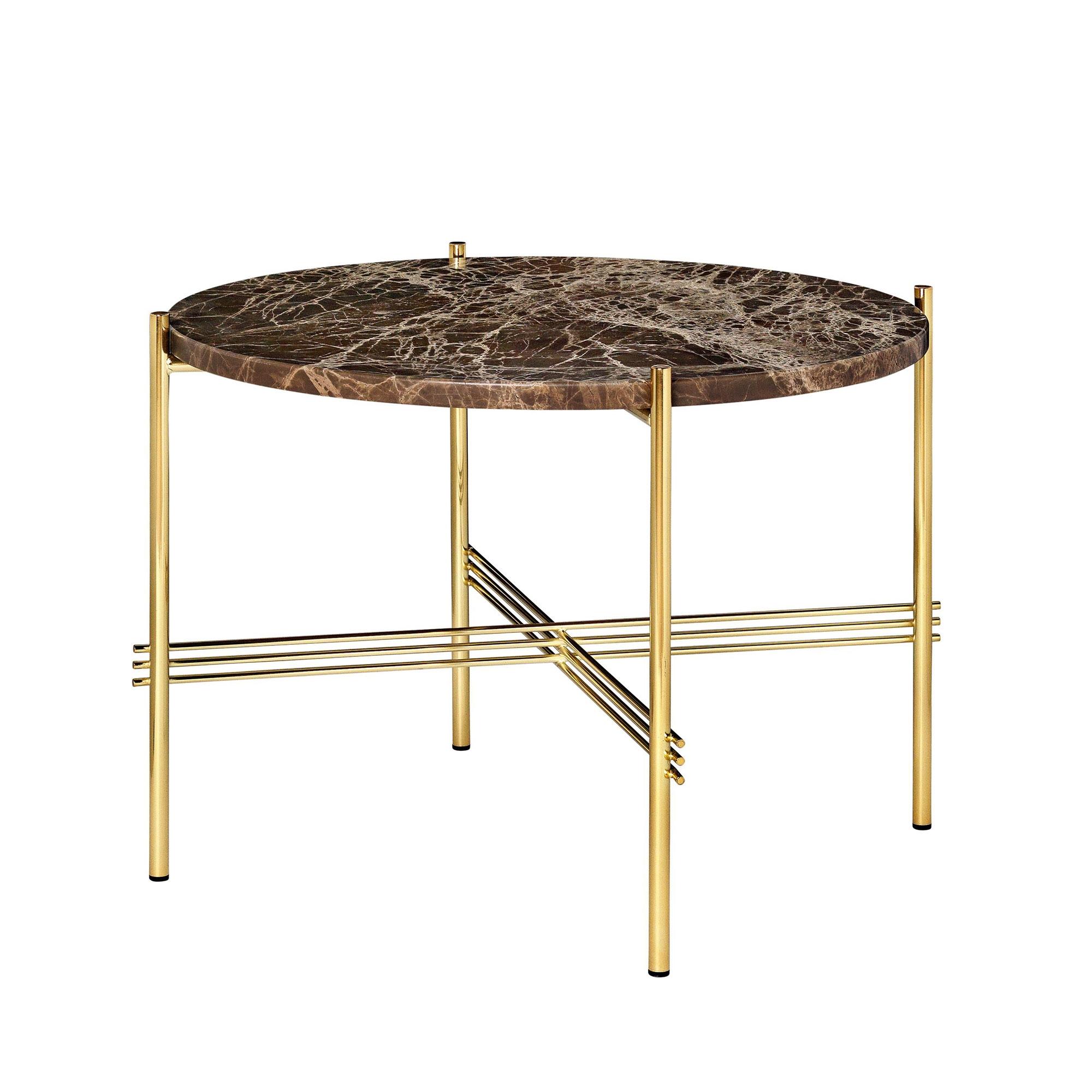 GUBI TS Coffee Table Round Ø55 Brass/ Brown Emperador Marble