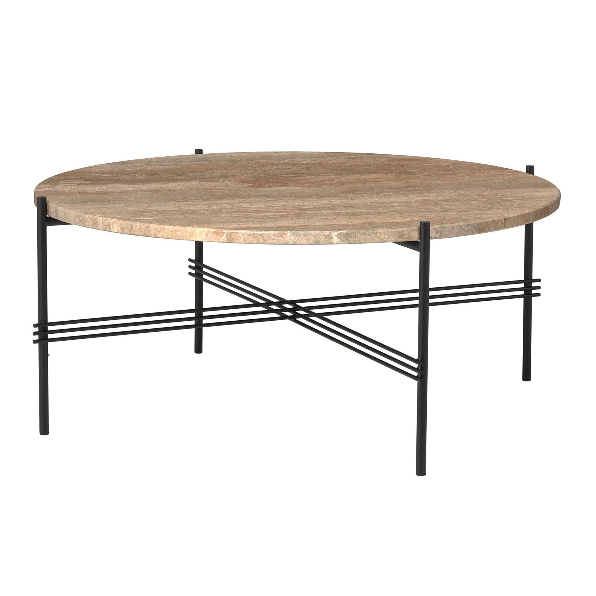 GUBI TS Coffee Table Round Ø80 Black/ Warm Taupe Travertine