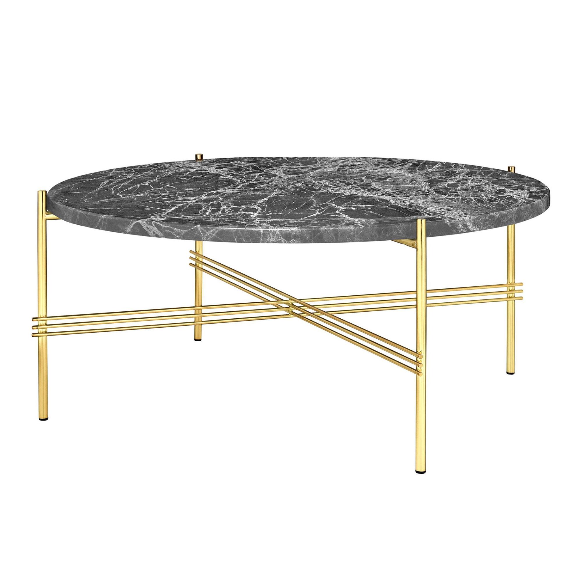 GUBI TS Coffee Table Round Ø80 Brass/ Gray Emperador Marble