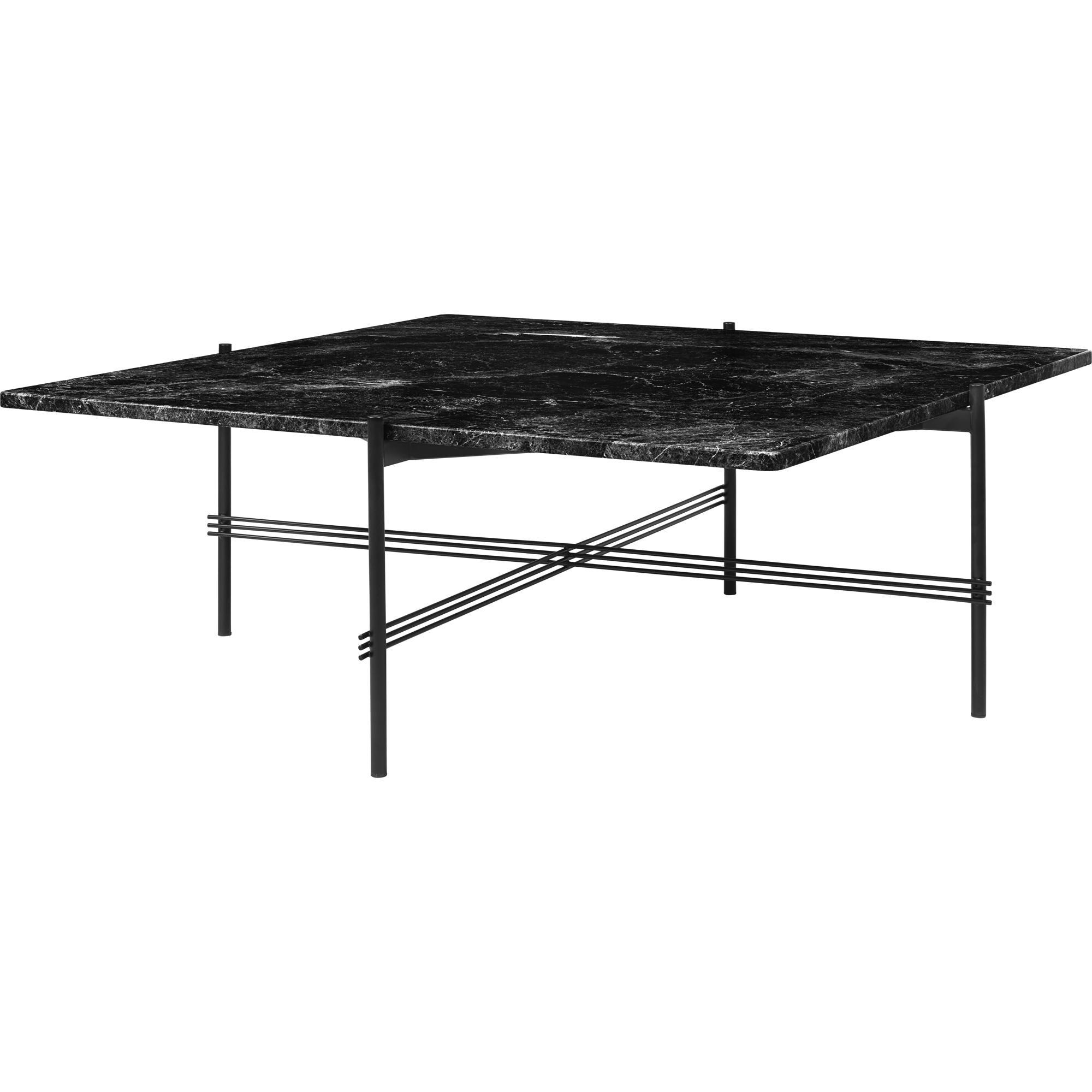 GUBI TS Coffee Table Square 105 x 105 cm w. Black Base and Black Marquina Marble Top