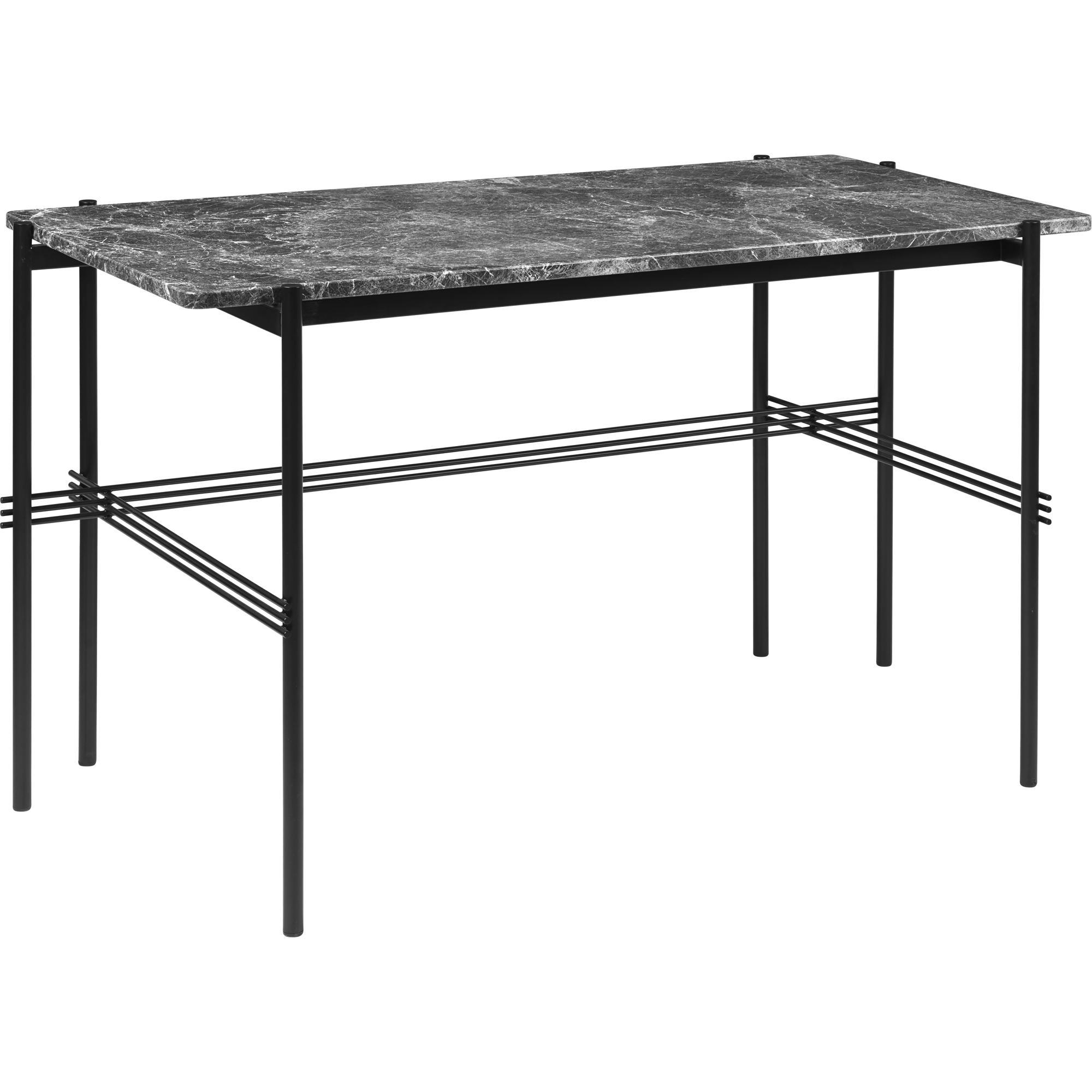 GUBI TS Desk 120 x 60 cm with Black Base and Gray Emperador Marble Top