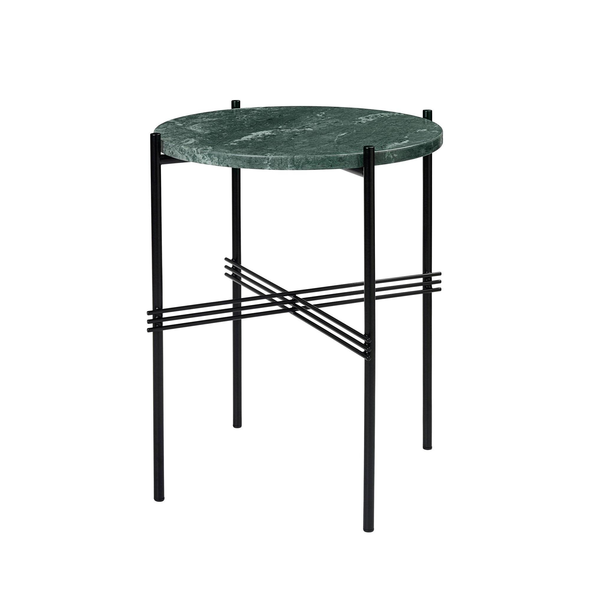 GUBI TS Side Table Round Ø40 Black/ Green Guatemala Marble