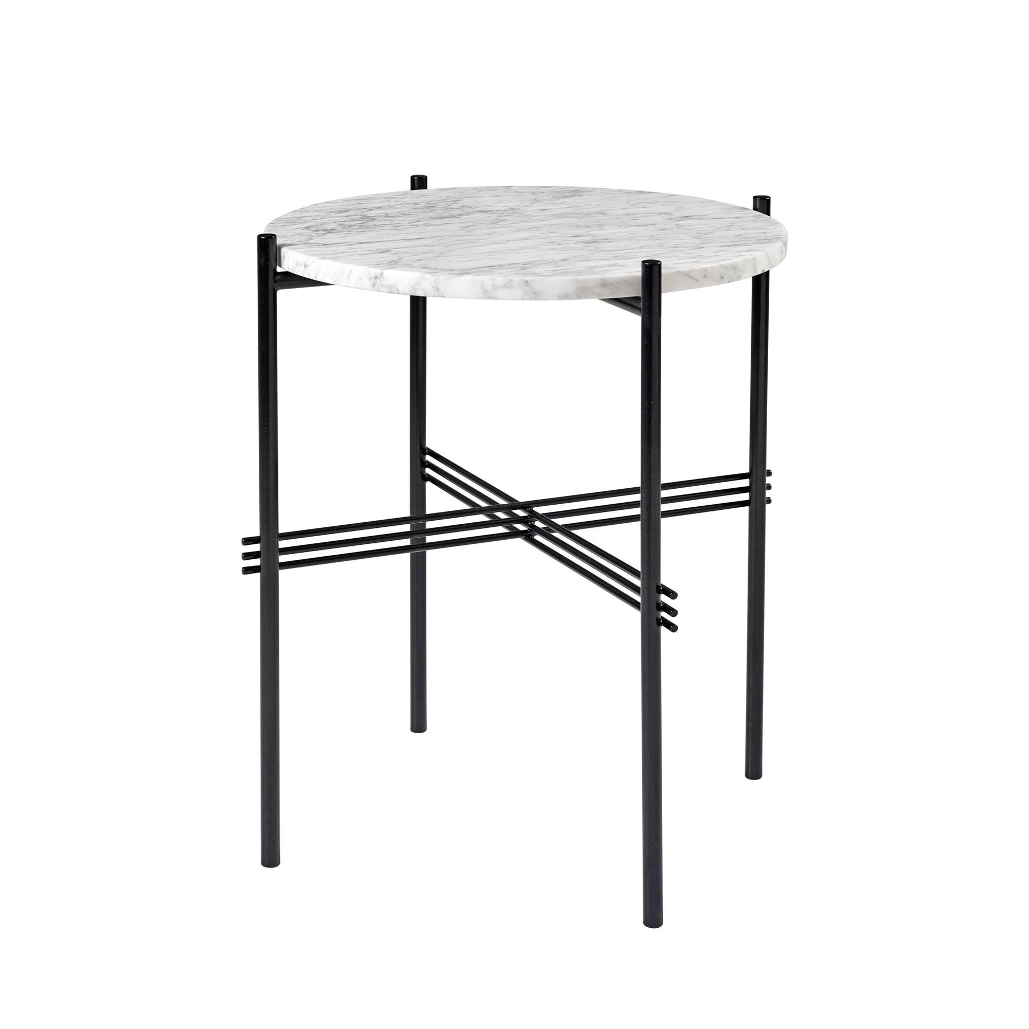 GUBI TS Side Table Round Ø40 Black/ White Carrara Marble