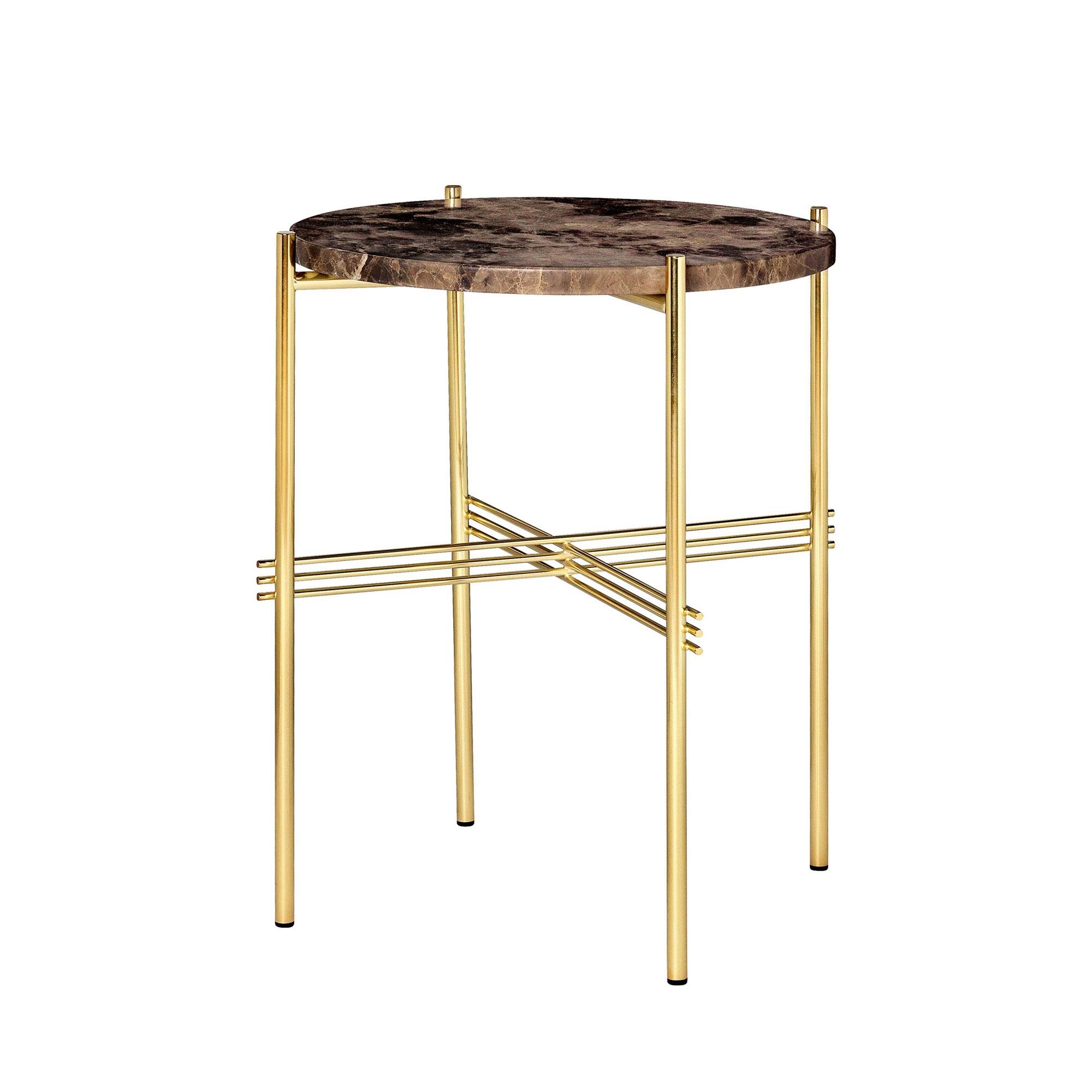 GUBI TS Side Table Round Ø40 Brass/ Brown Emperador Marble