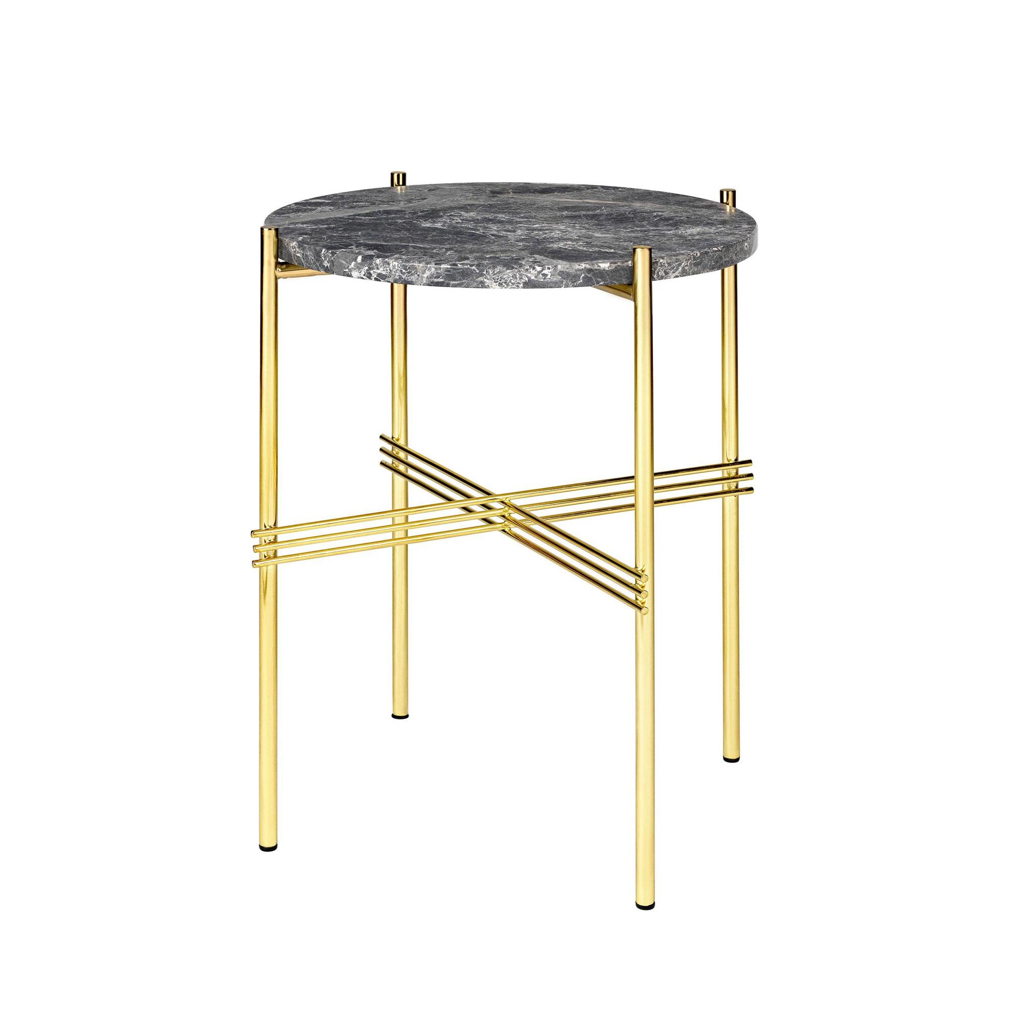 GUBI TS Side Table Round Ø40 Brass/ Gray Emperador Marble