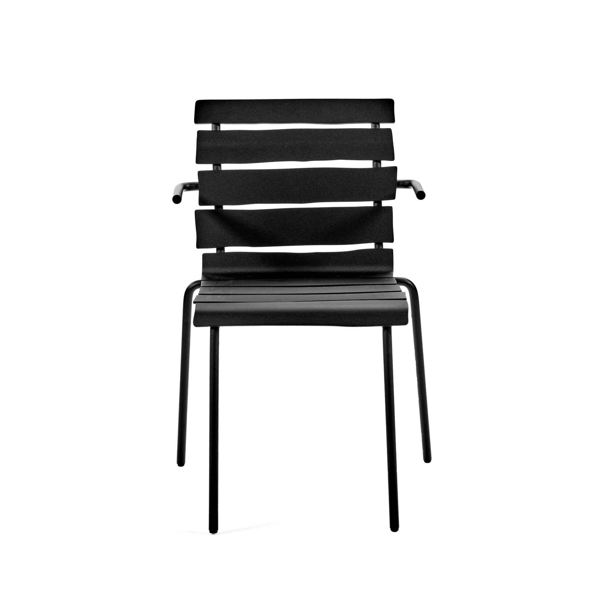 Valerie Objects Aligned Outdoor Dining Chair with Armrest Black