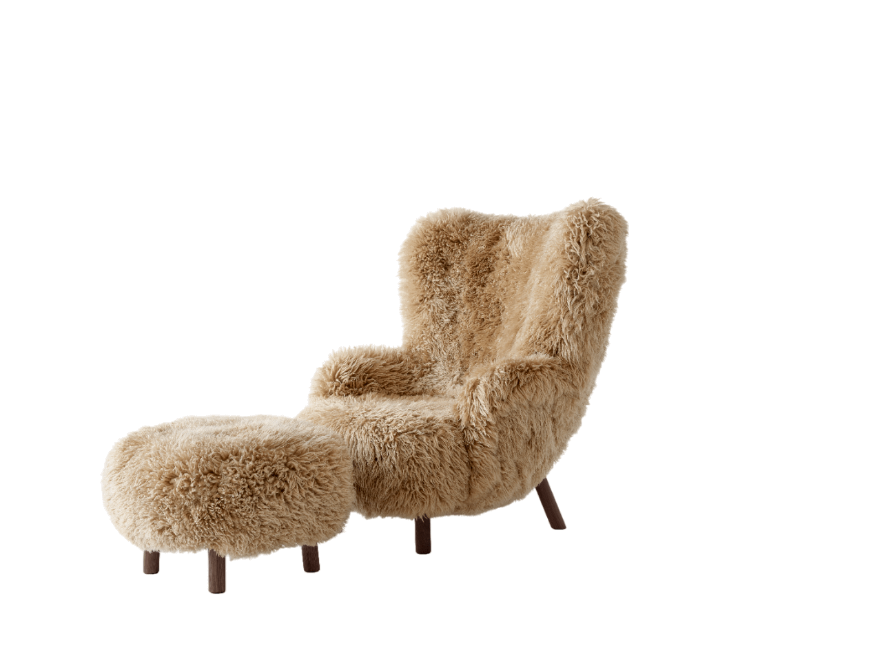 &Tradition Petra VB3 Armchair Sheepskin Honey 50/Oiled Walnut Incl. ATD1 Puff