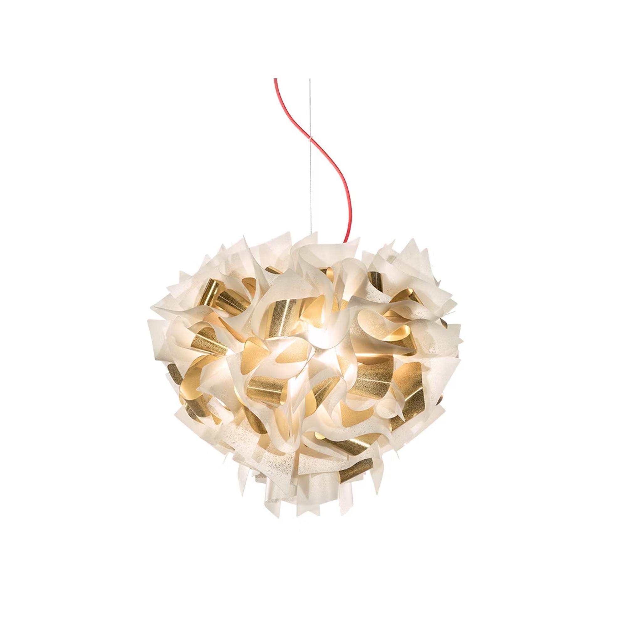 SLAMP Veli Aurea Pendant Large White/ Gold With Red Cord