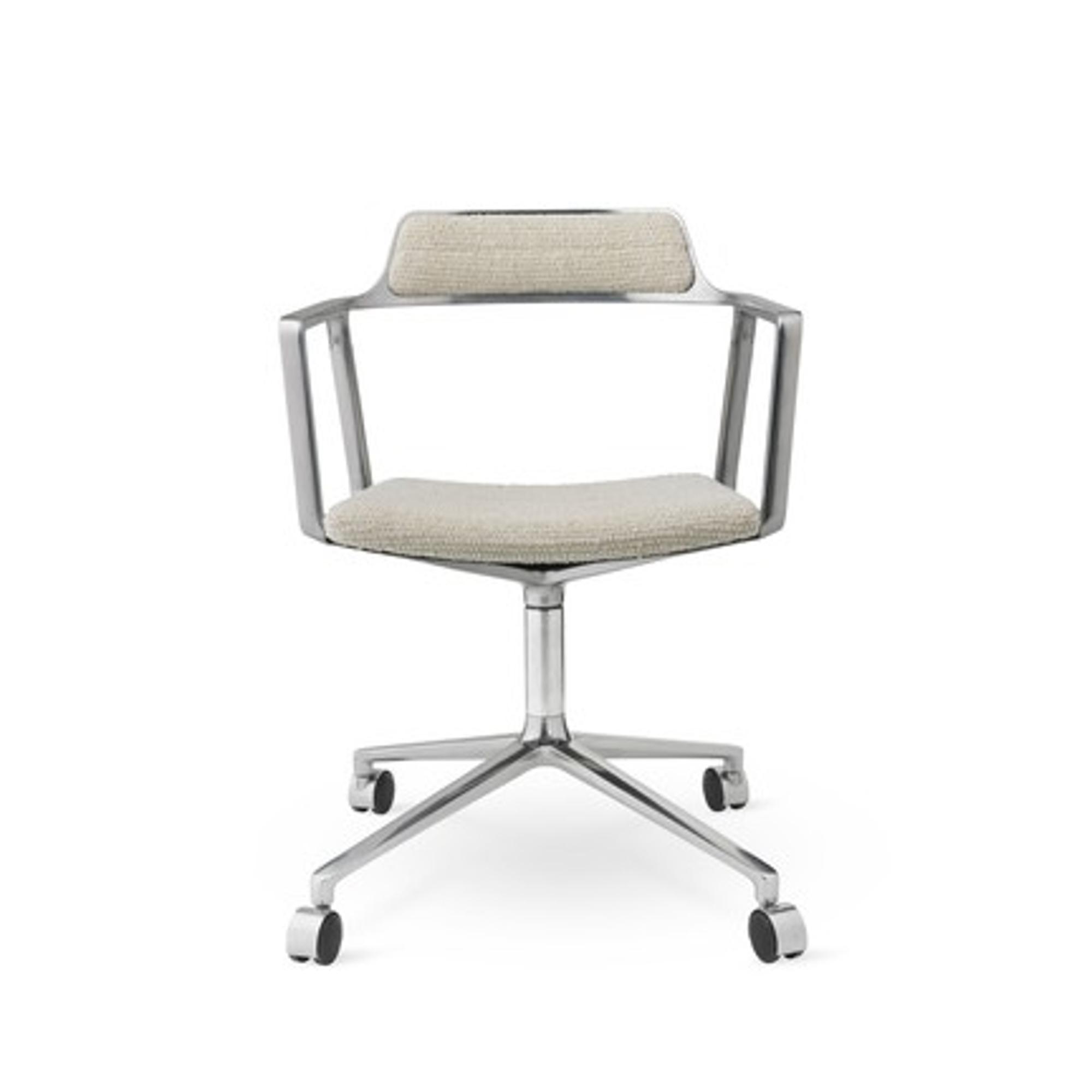 Vipp 452 Swivel Swivel Chair With Wheels Aluminum/Wavy Off White/ Light Gray